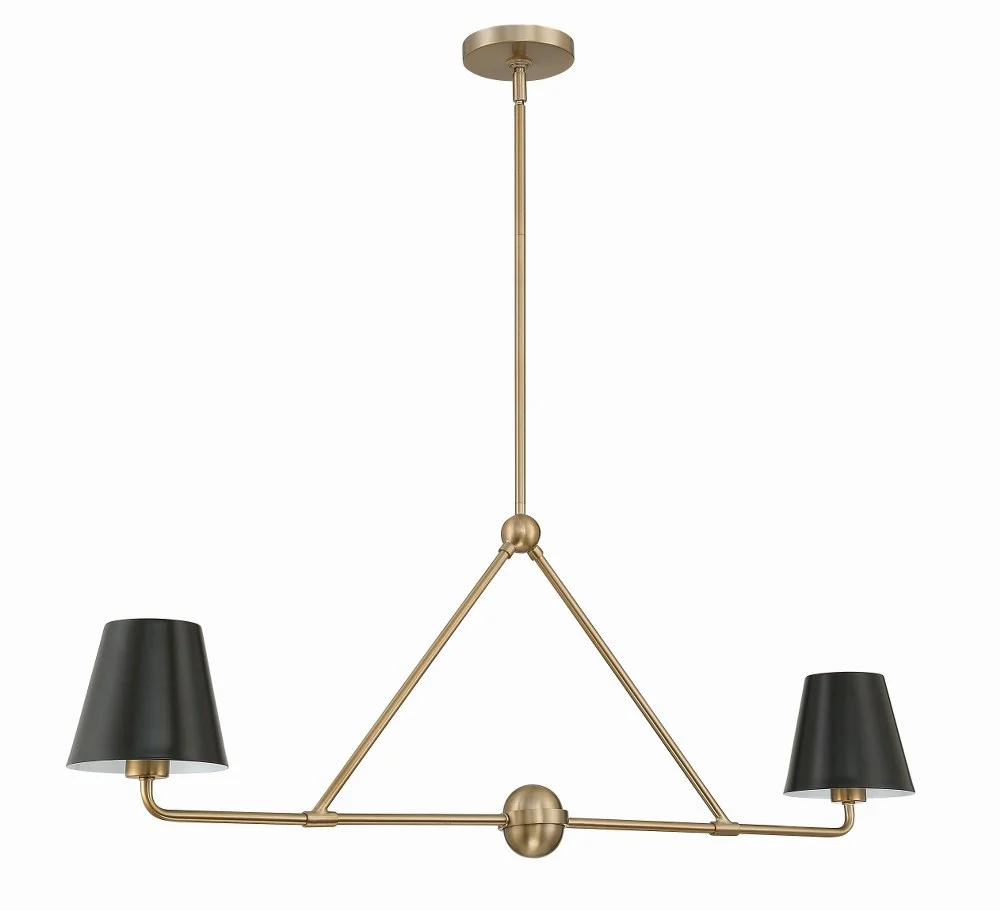 XAV-B9302-VG-Crystorama Lighting-Xavier - 2 Light Chandelier In Modern Style-15 Inches Tall and 42 Inches Wide-Vibrant Gold Finish