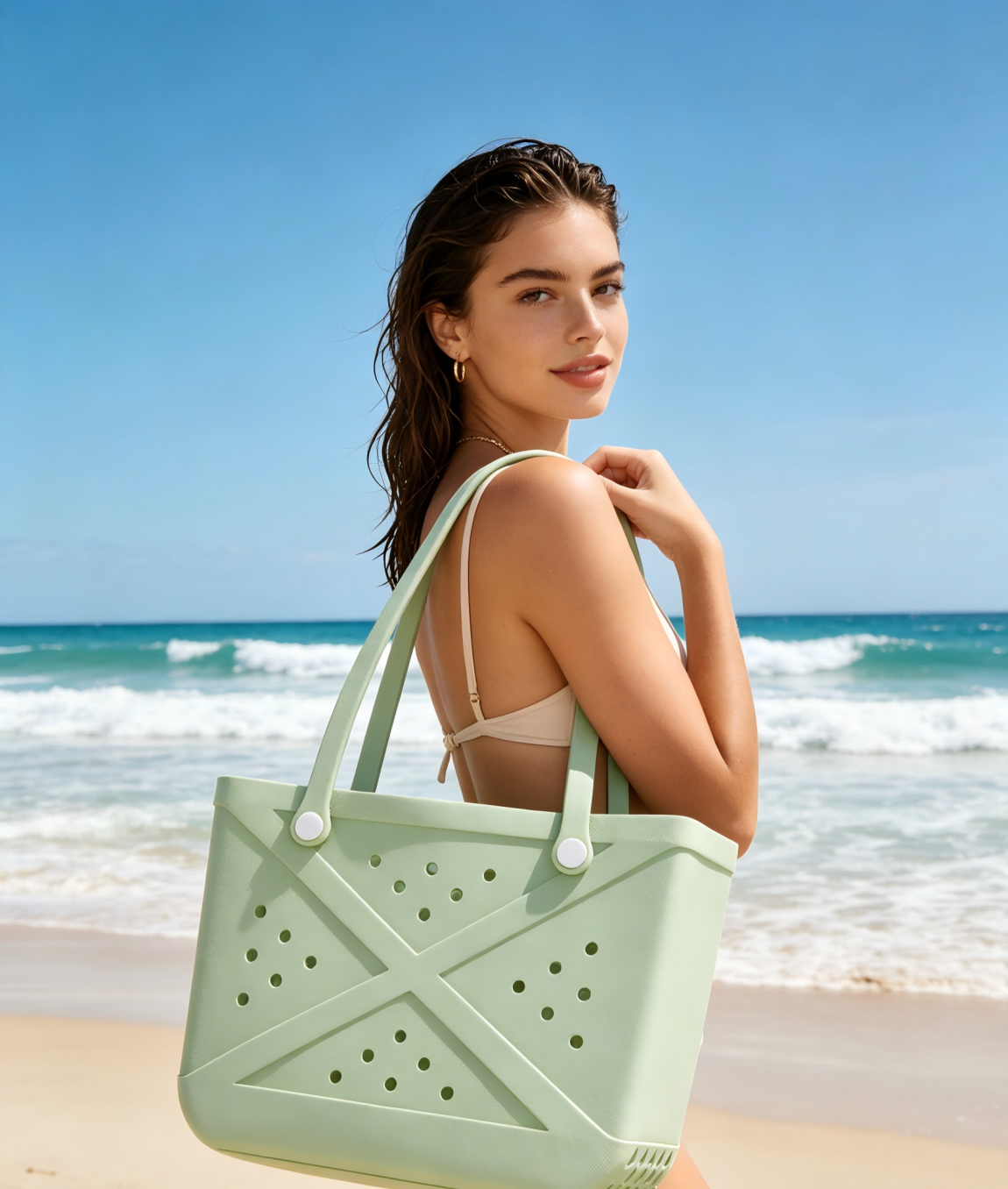 Large Pink Molded EVA Tote Bag with Ventilation