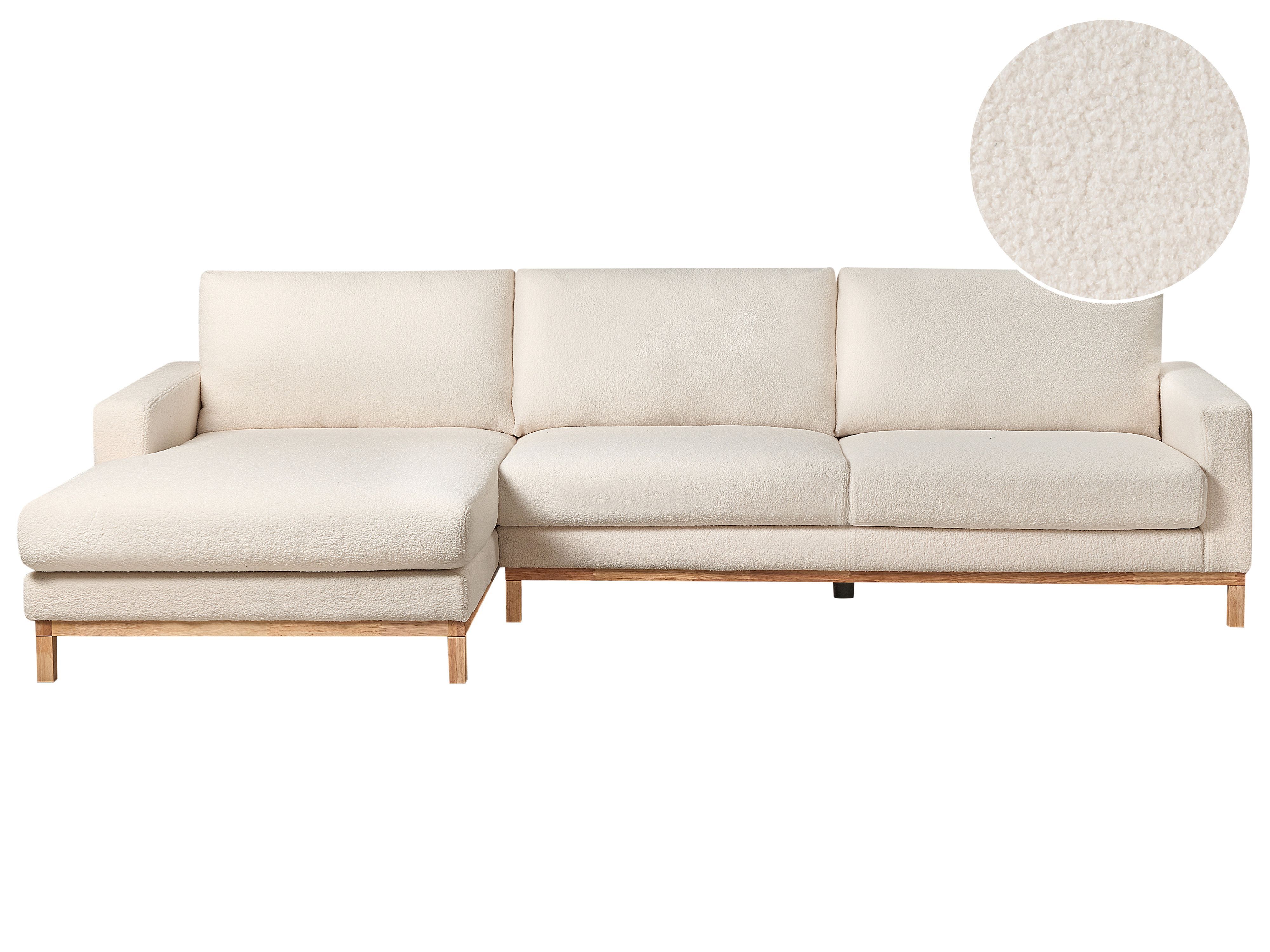 Corner Sofa 4 Seater SIGGARD Boucle White Right Hand