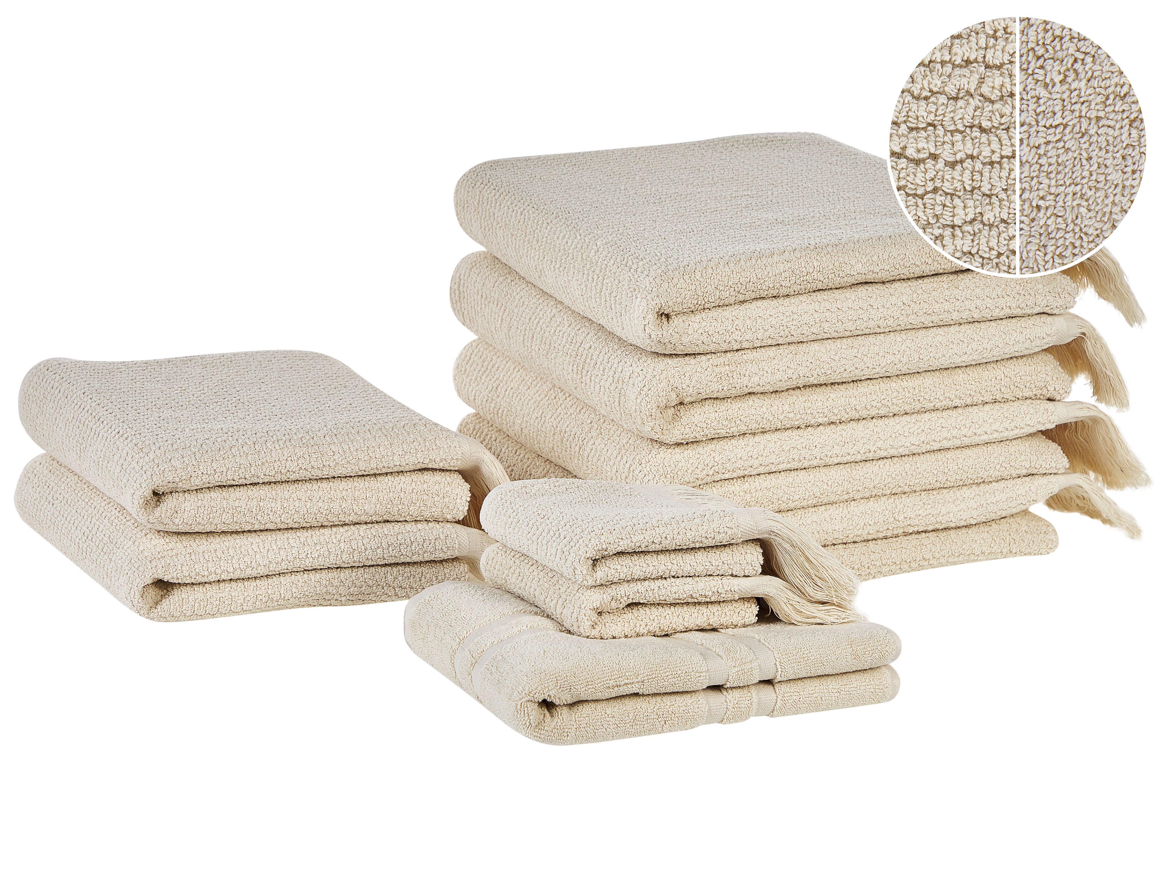 Set of 9 Towels ATIU Terry Cotton Beige
