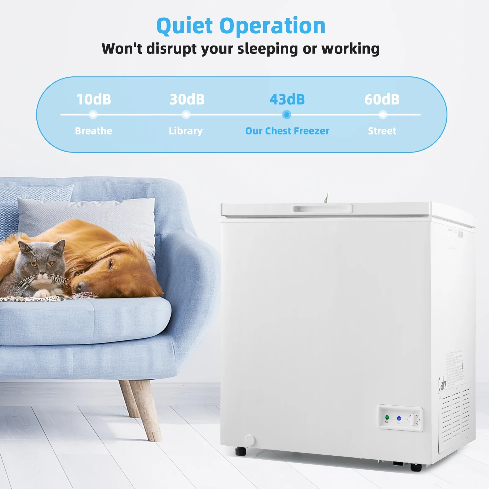 Giantex 5 Cu Ft Chest Freezer, Freestanding & Flip Top Chest Freezer w/ 7 Temperature Settings, Removable Sliding Basket Included, Compact Deep Chest Freezer - Image 5