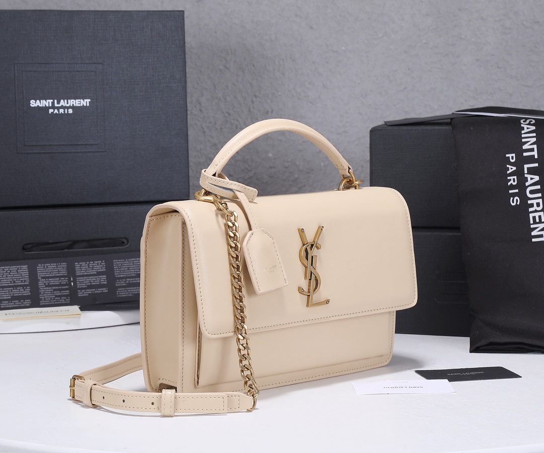 Replica Ysl Sunset Medium Top Handle Bag- Black/Beige1:1High-quality replica