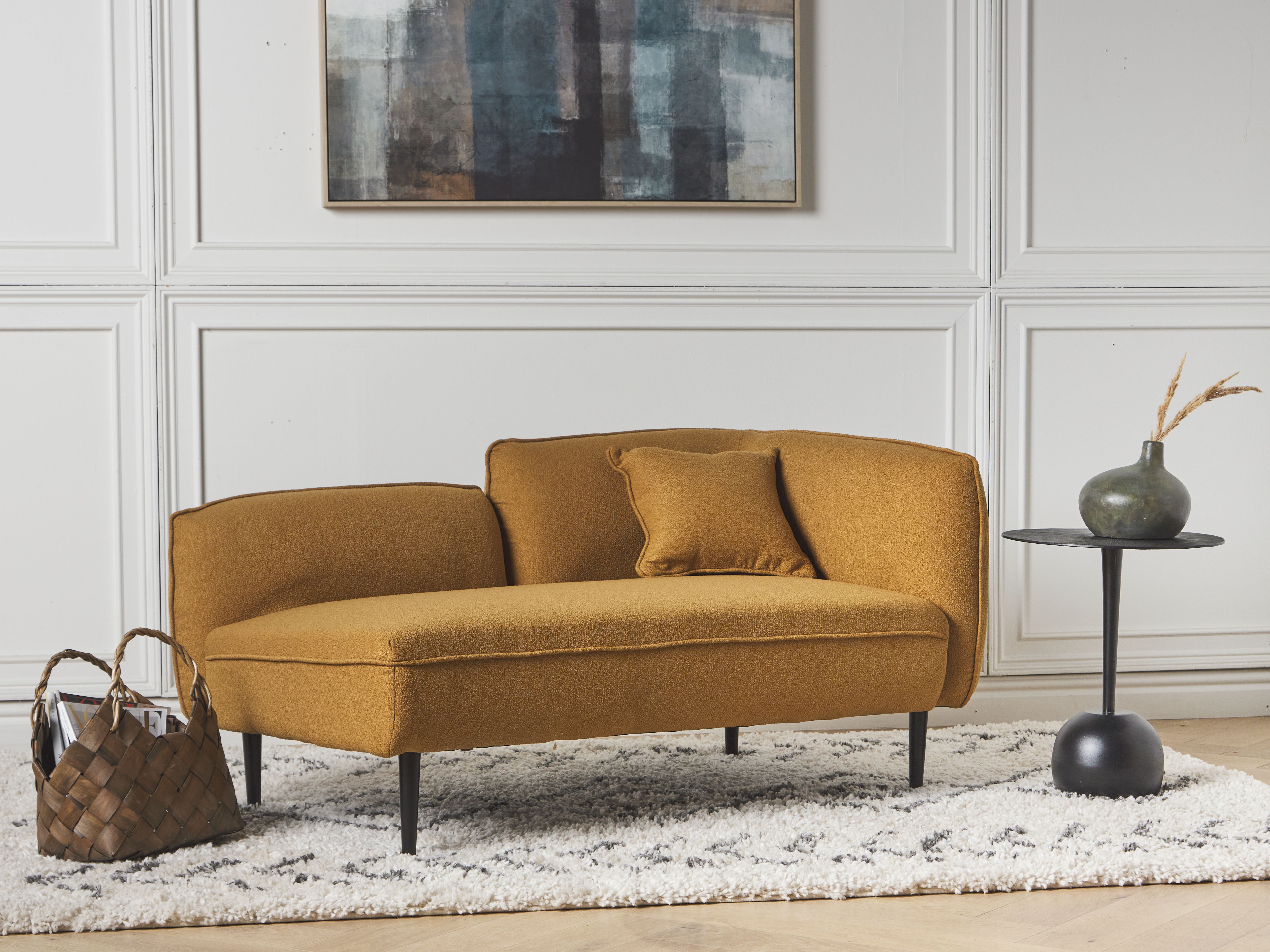 Right-Hand Chaise Lounge CHEVANNES Boucle Mustard