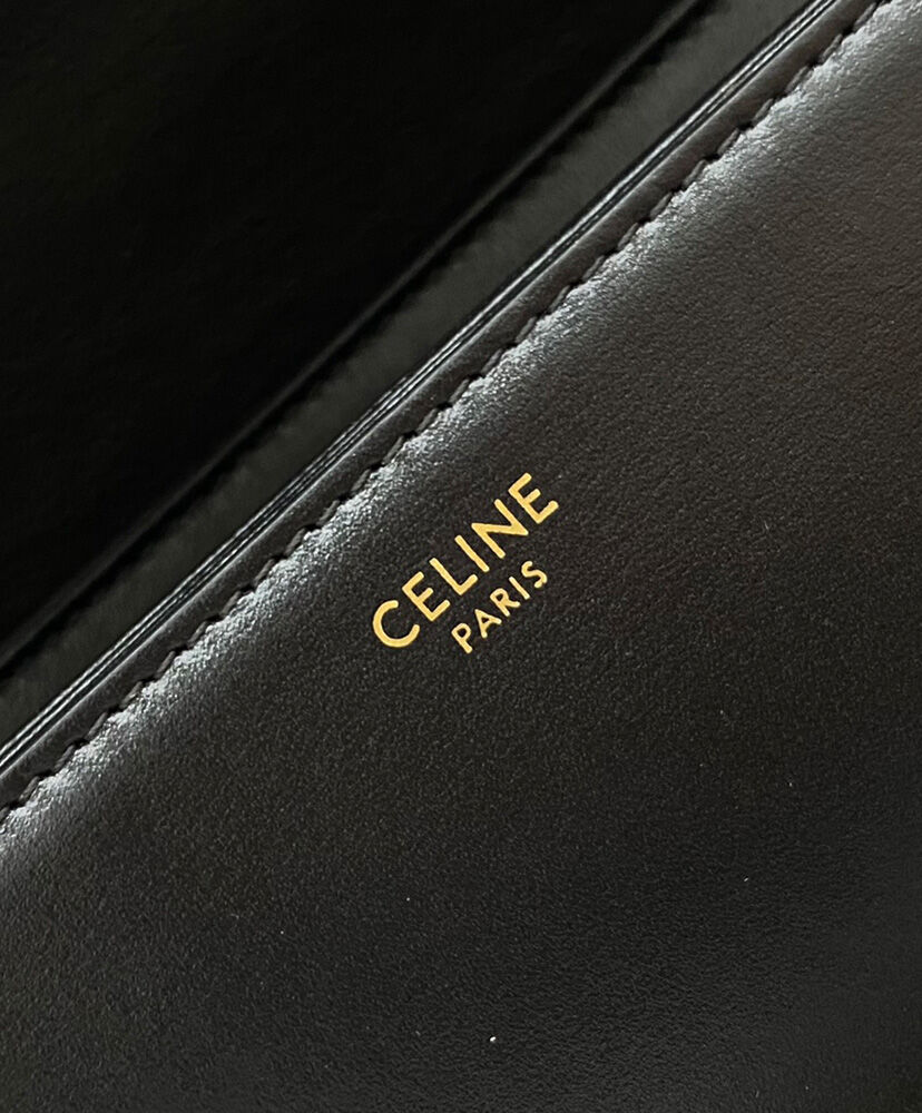 Celine Teen Triomphe Bag In Shiny Calfskin Black1:1High-quality replica