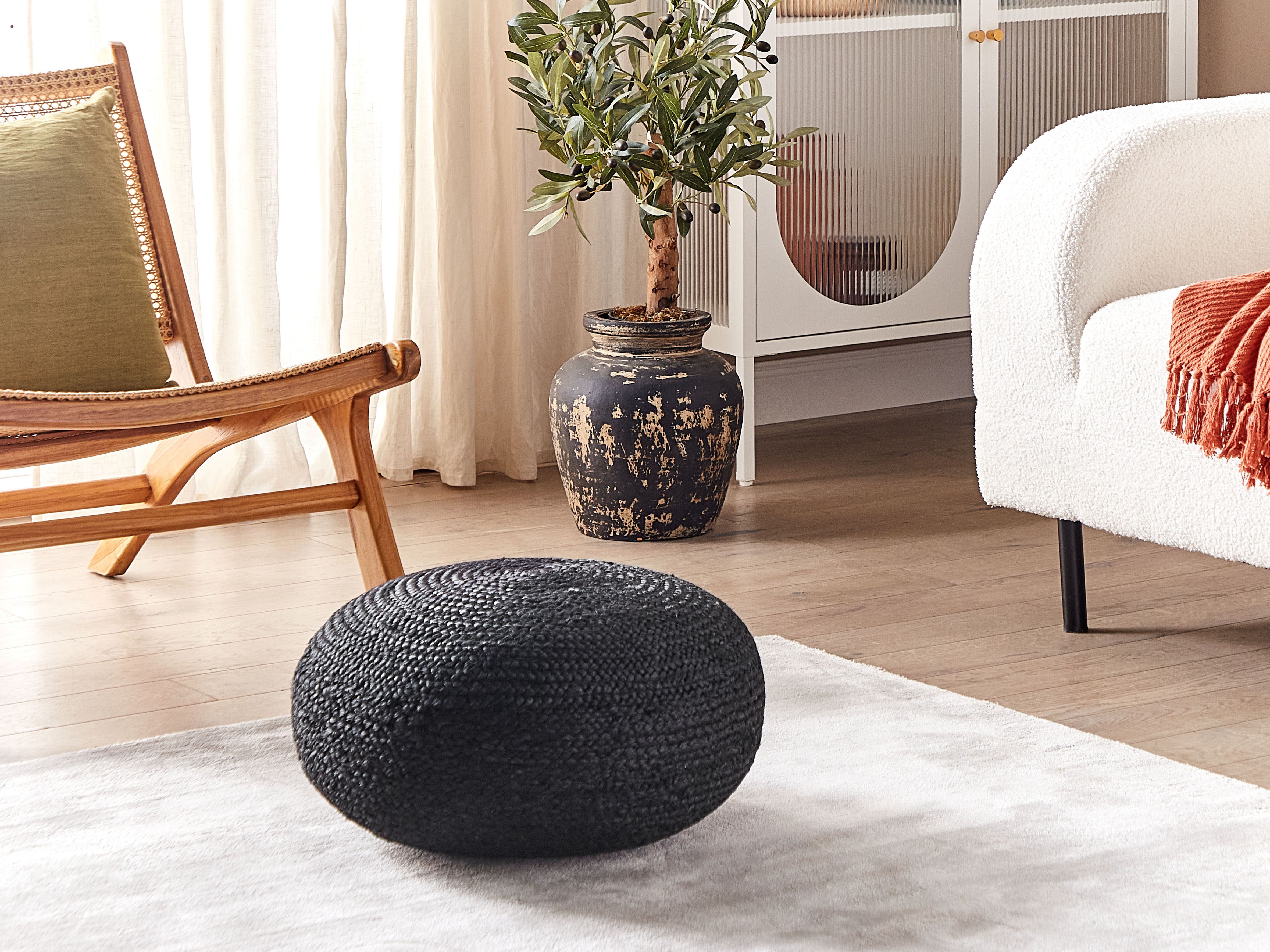 Pouffe TIFELT Jute Black