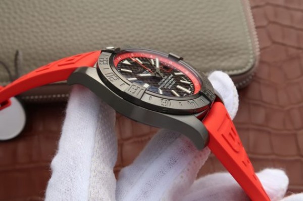 Replica Breitling Avenger GMT PVD GF Carbon Fiber Dial Red Rubber Strap A2836 - Top club