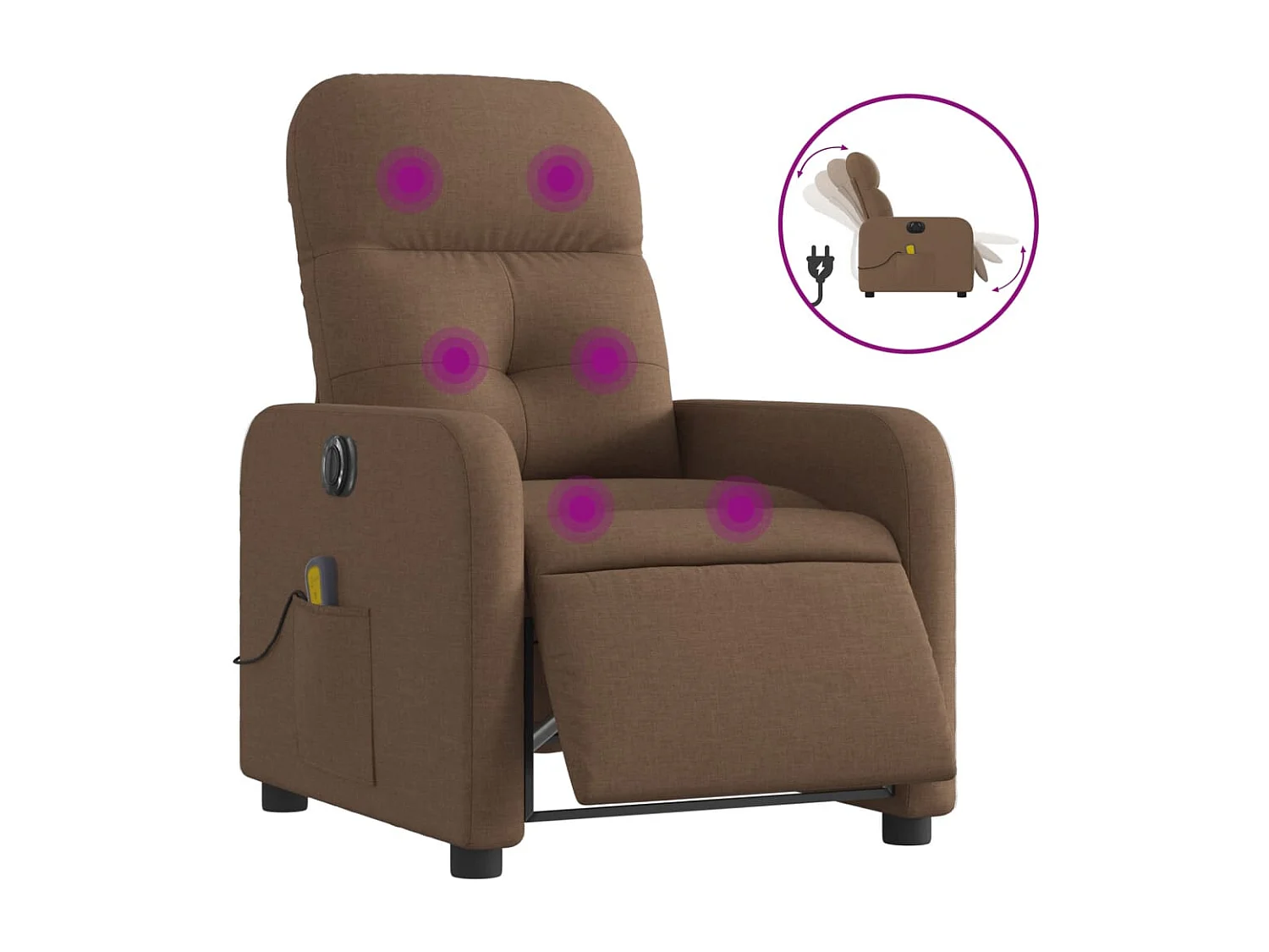 Fauteuil inclinable électrique-Chaise de relax-Fauteuil de Massage marron tissu SHL4712