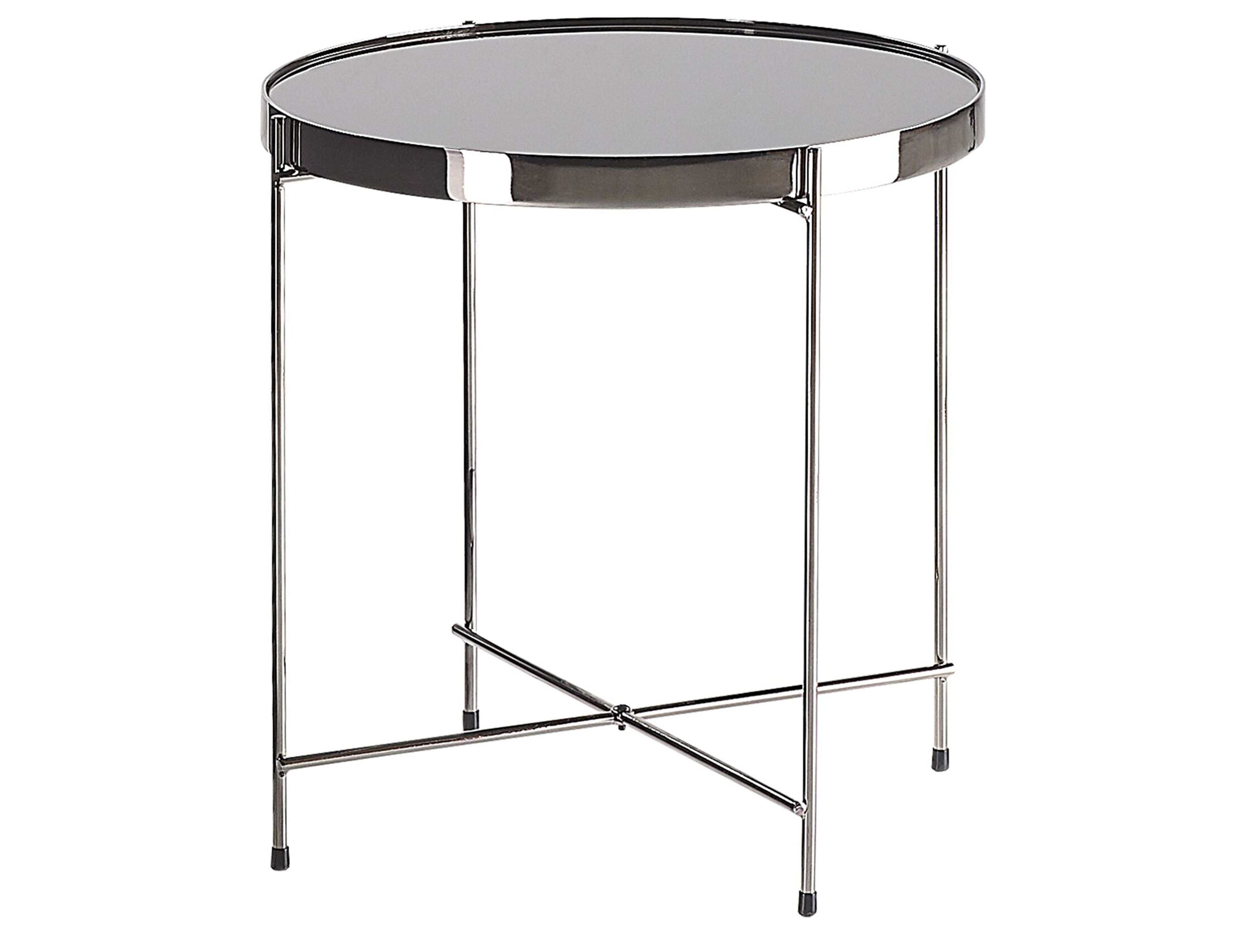 Side Table LUCEA Tempered Glass Silver