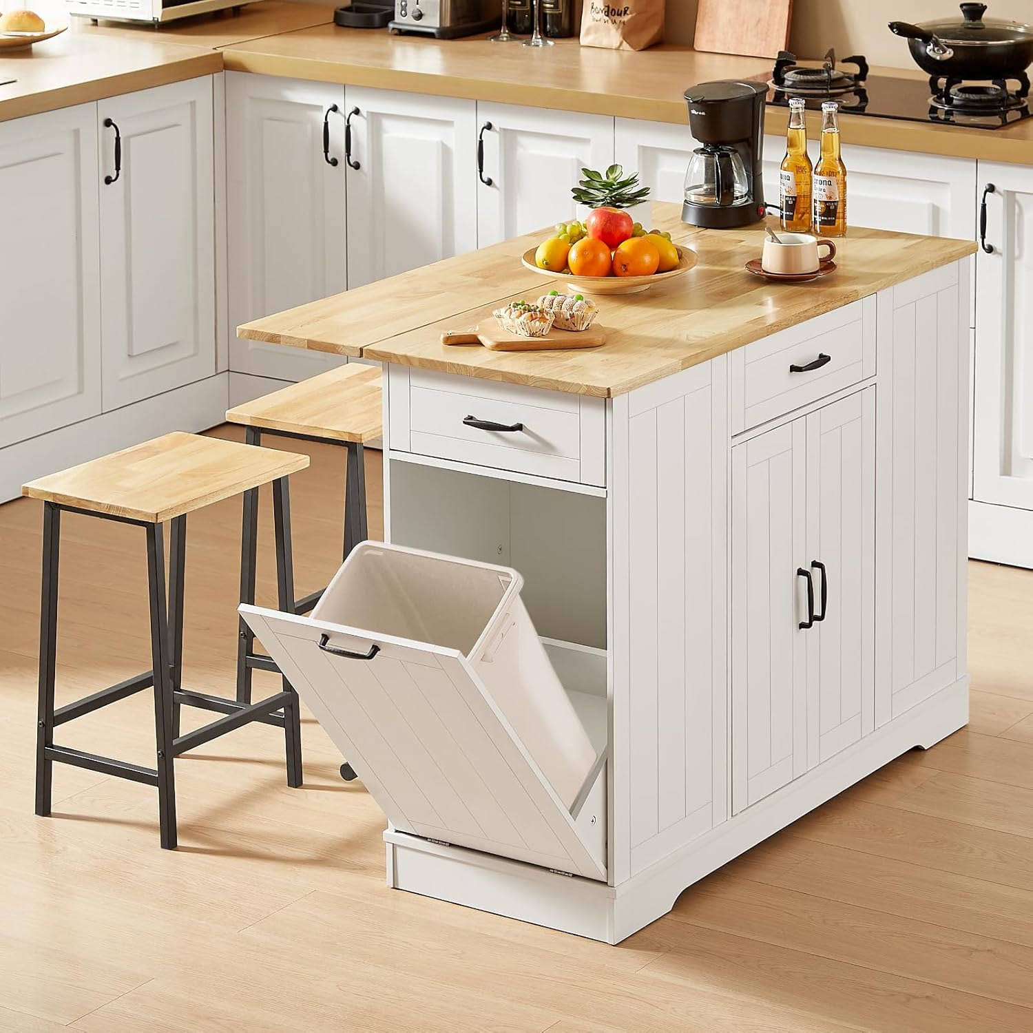 ONBRILL Stationary Kitchen Islands Include 2 Chairs, 47