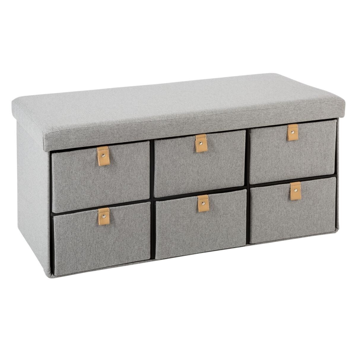 Double folding pouf "Sweden" Grey, with drawers