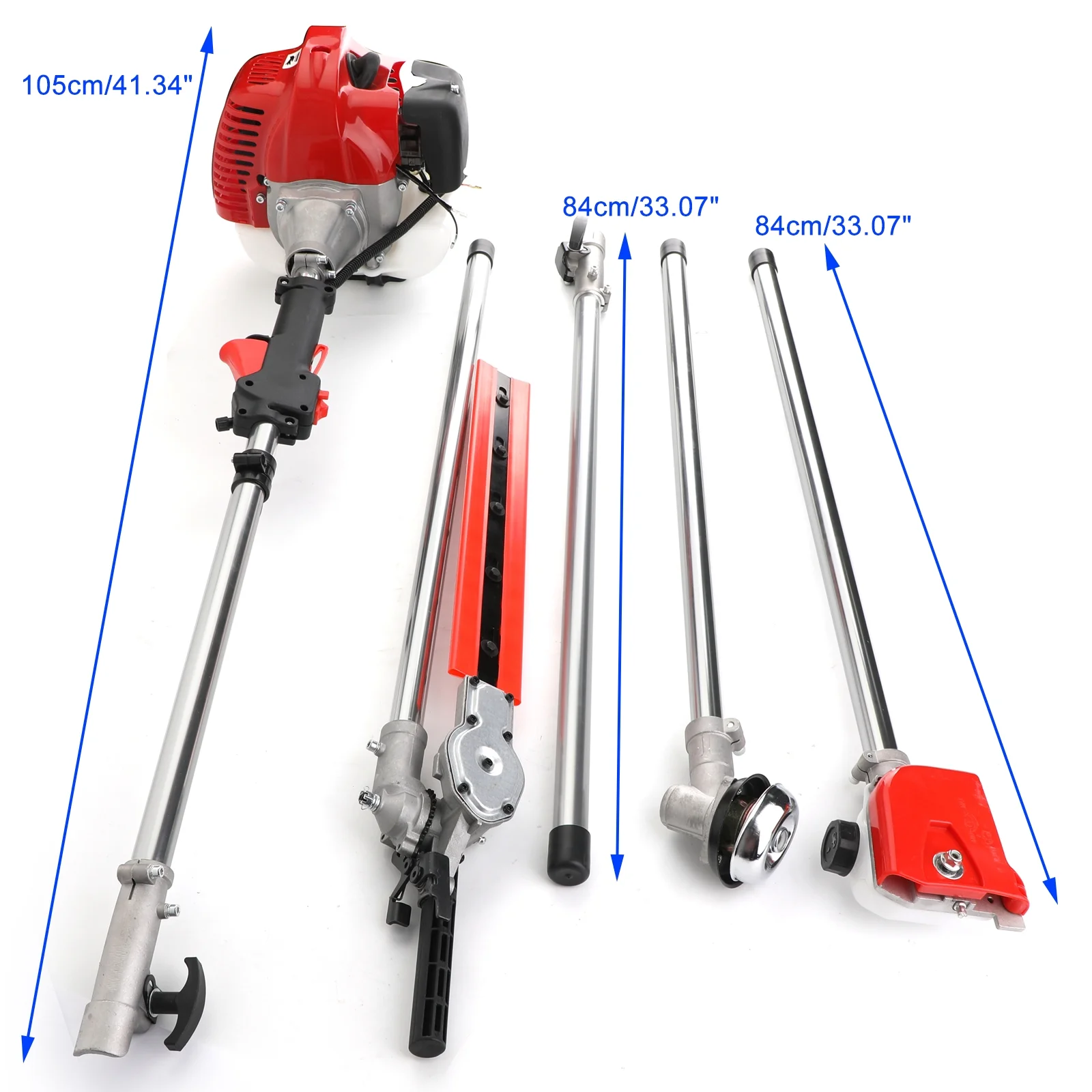 TOPTENG 52cc 2 Stroke 5 in 1 Gas Engine Multi Garden Tool, Hedge & String Trimmer, Brush Cutter, Edger, Pole Saw Chainsaw Pruner with Extension Pole, Trimming Combo Brushcutter Kit for Yard Lawn Care - Image 2