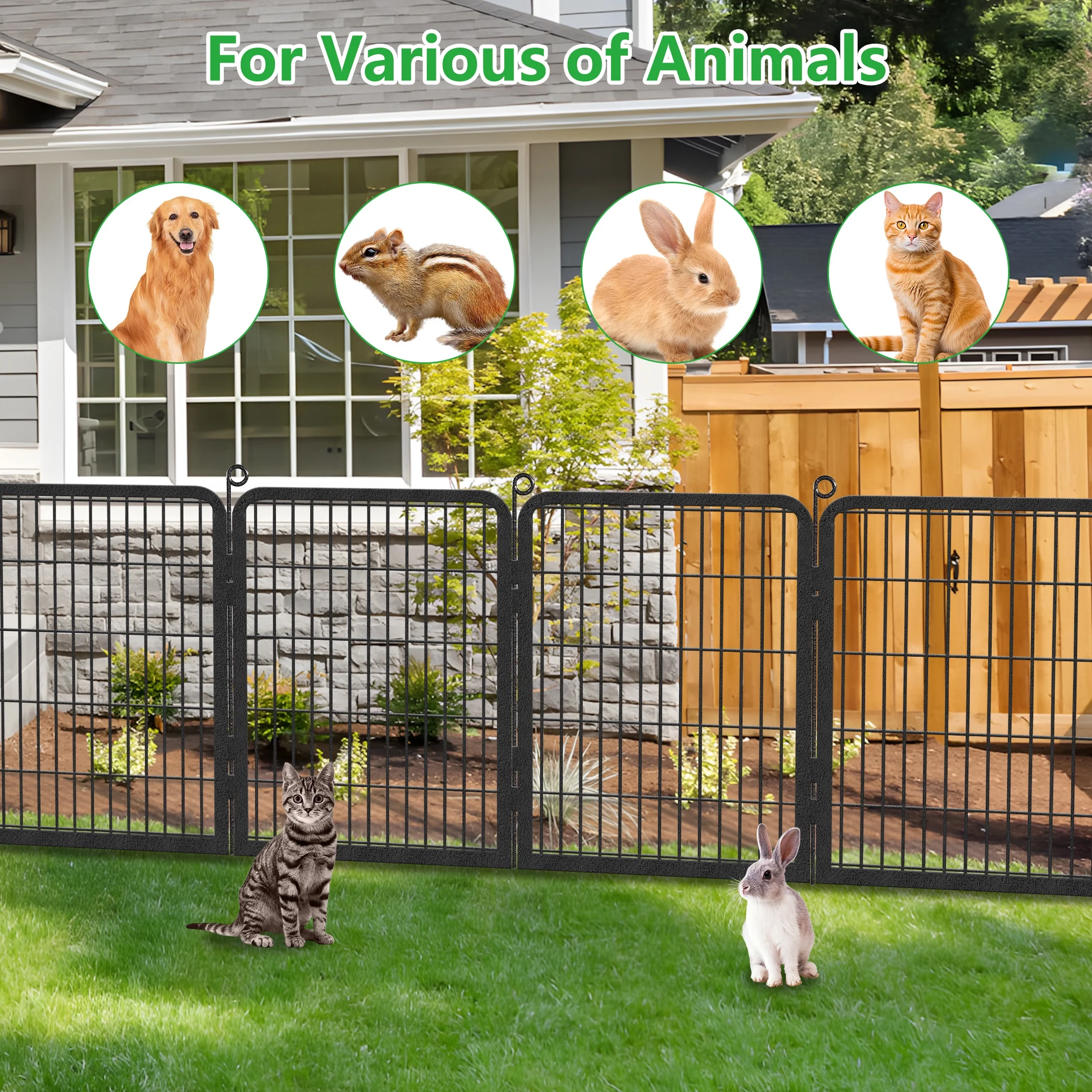 Garden Fence with Gate Fencing No Dig Fence Panels 30ft(L)��32in(H) for Yard Animal Barrier Decorative Garden Fencing for Backyard Patio Garden Fences and Borders for Dogs - Image 5