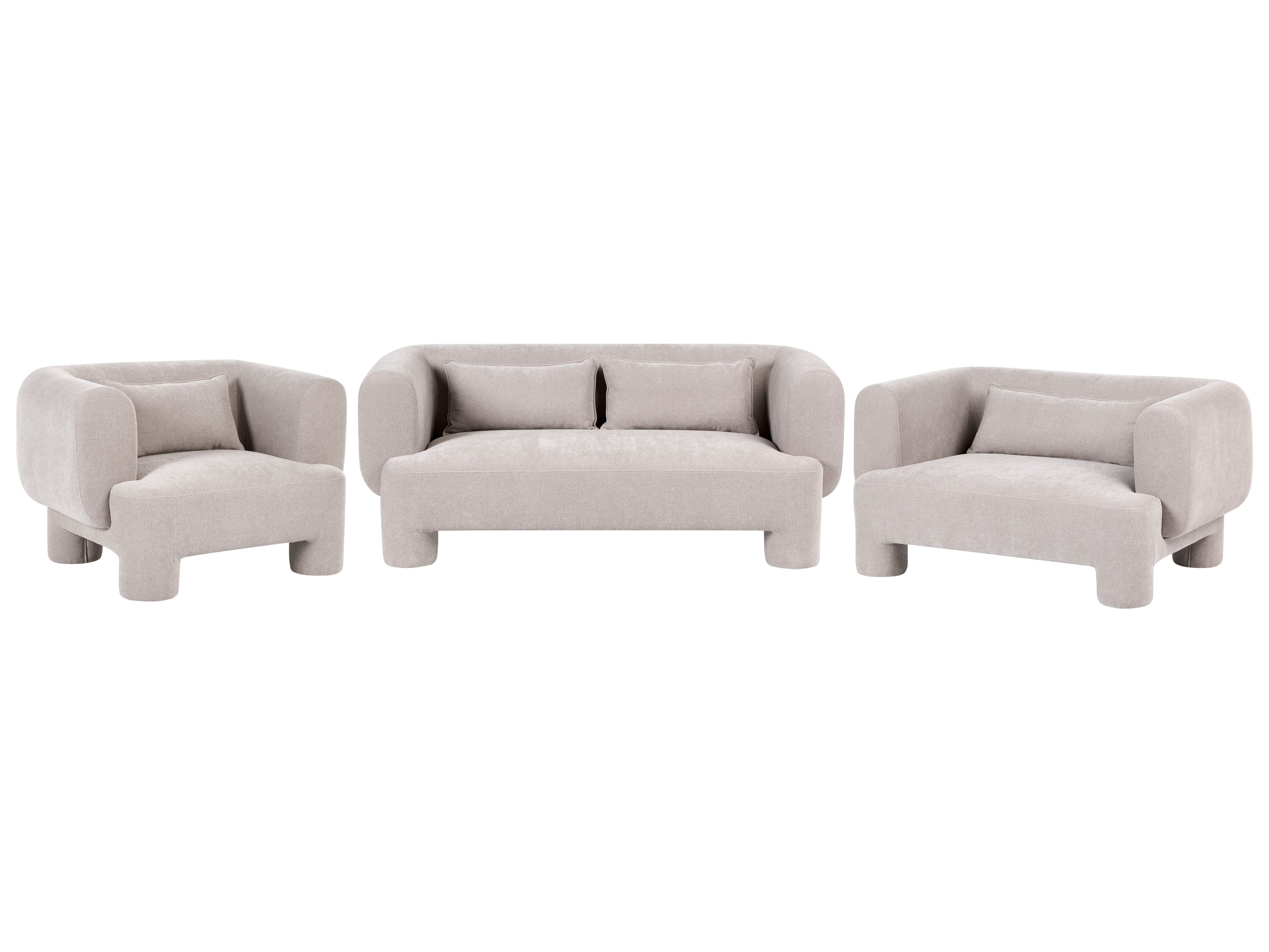 Living Room Set 6 Seater HOGBO Fabric Beige