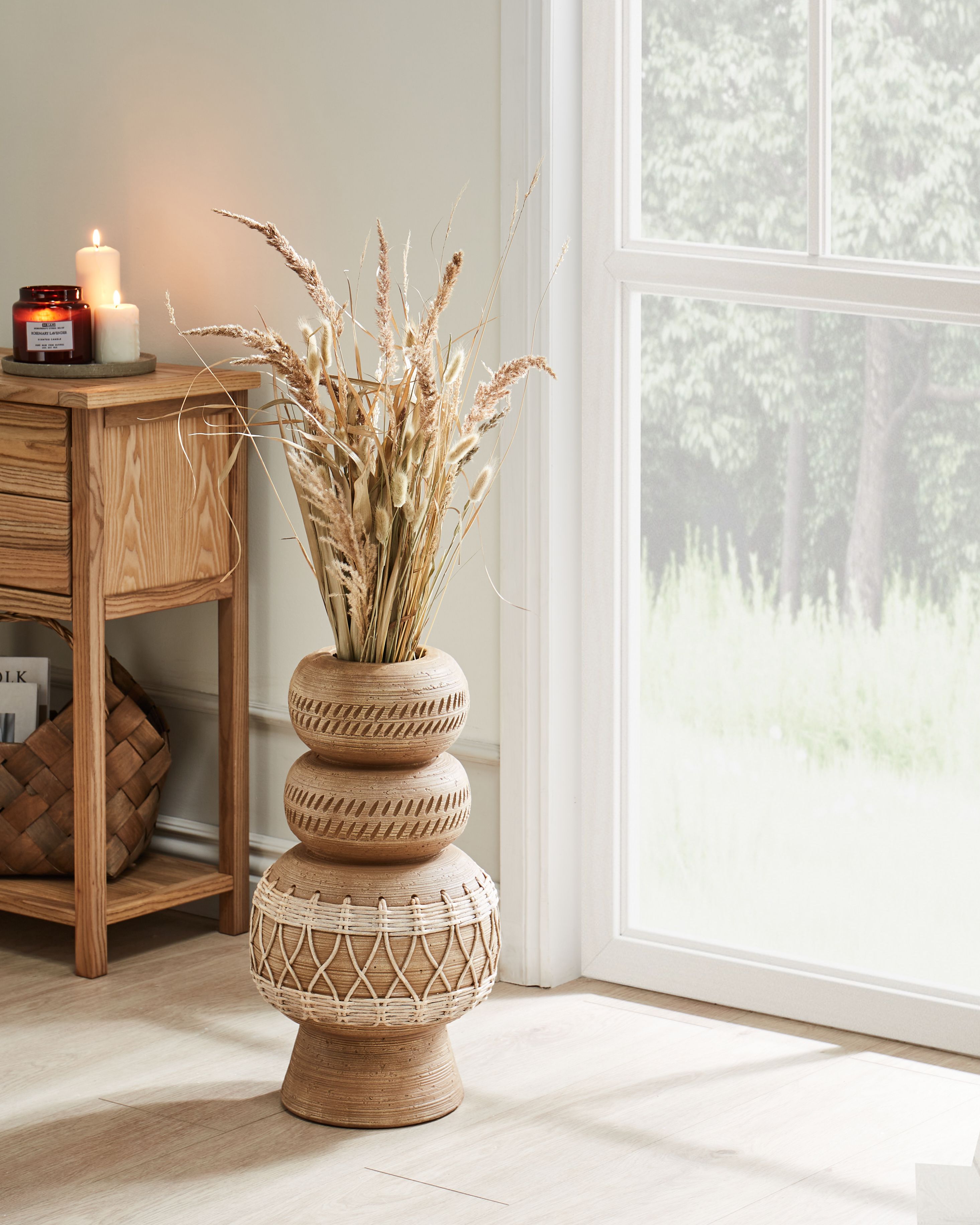 Flower Vase ALMIROS Ceramic 51 cm Light Brown