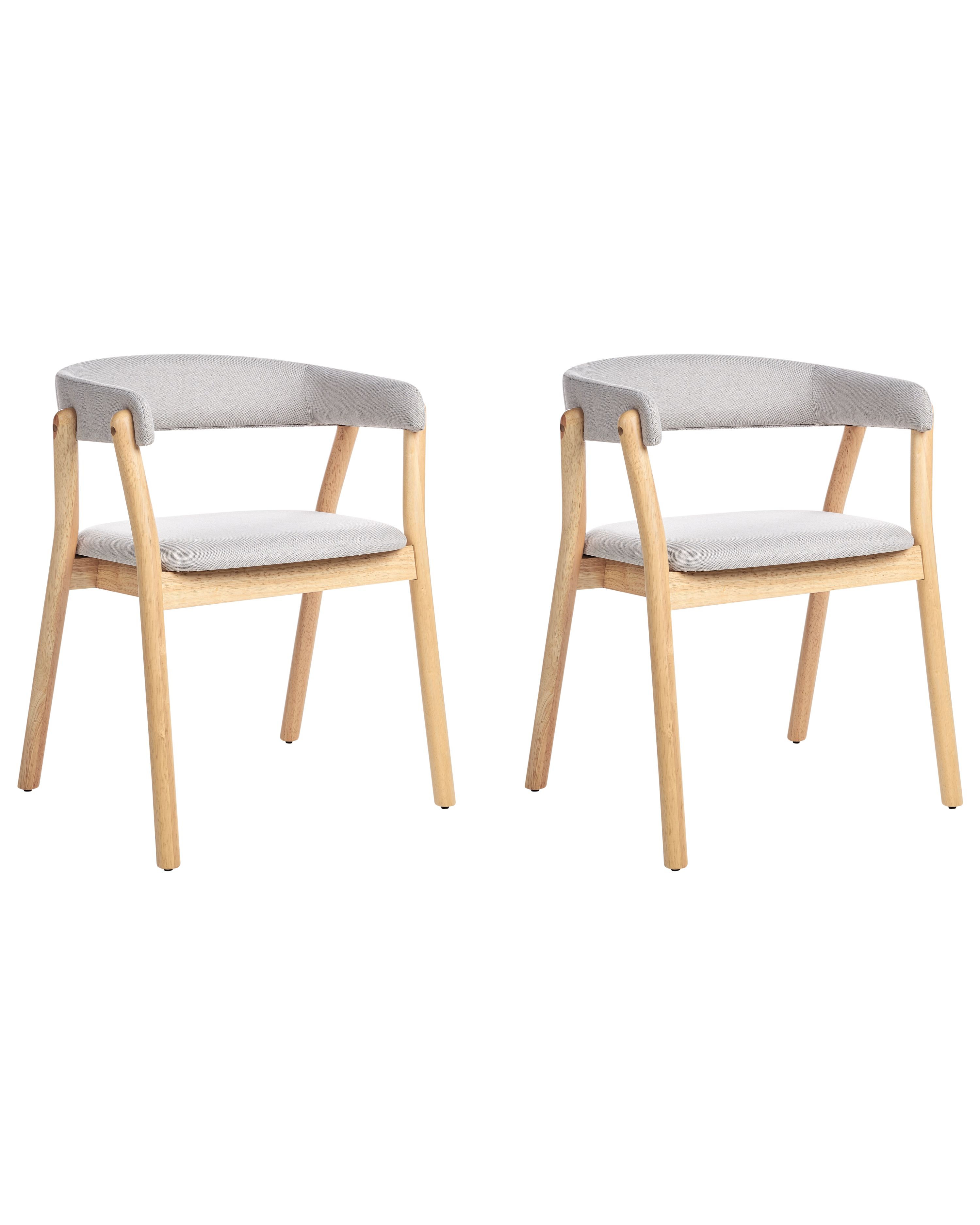 Set of 2 Dining Chairs MYLO Fabric Light Brown/ Grey