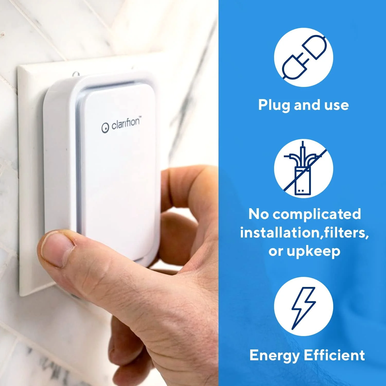 Clarifion - Negative Ion Generator with Highest Output (3 Pack) Filterless Mobile Ionizer Travel Air Purifier, Plug in