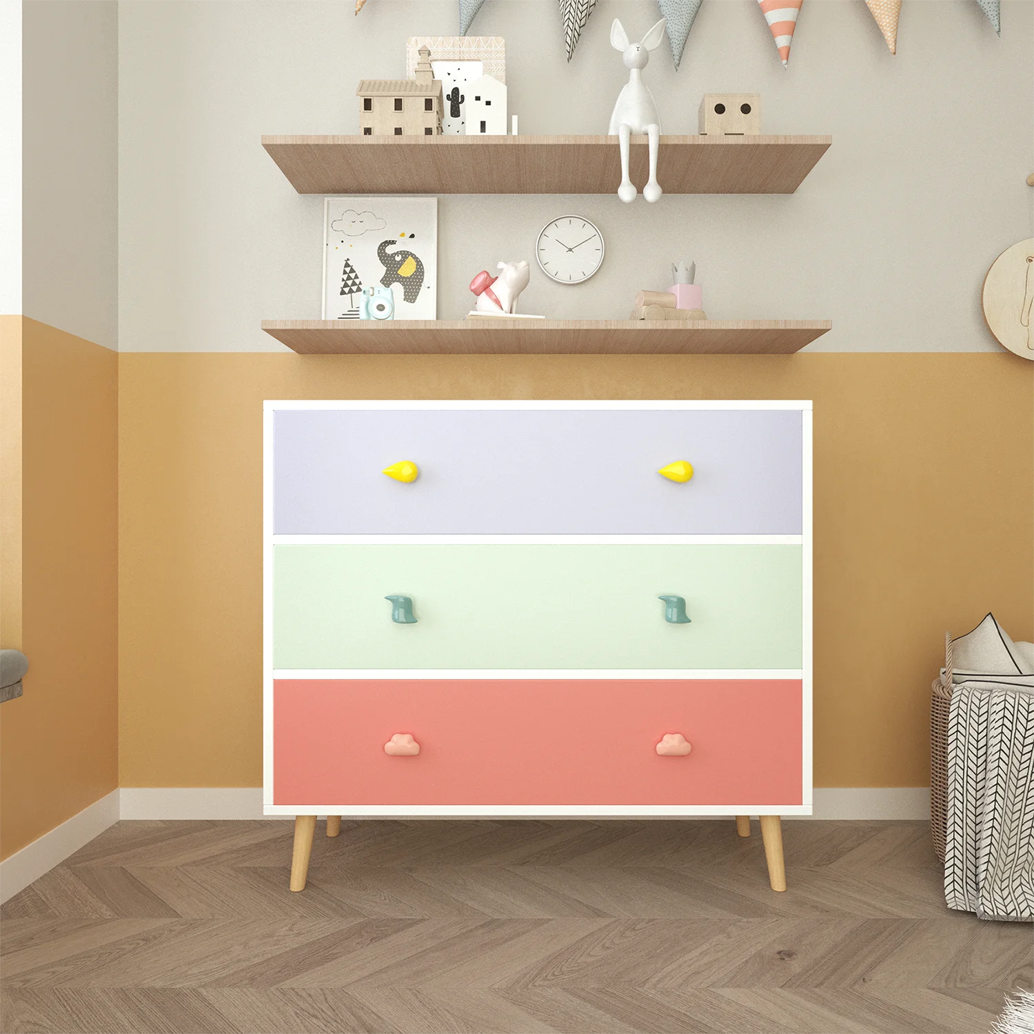 Miniyam Drawer Dresser with Glides & Safety Design for Kids, Colorful - Image 6