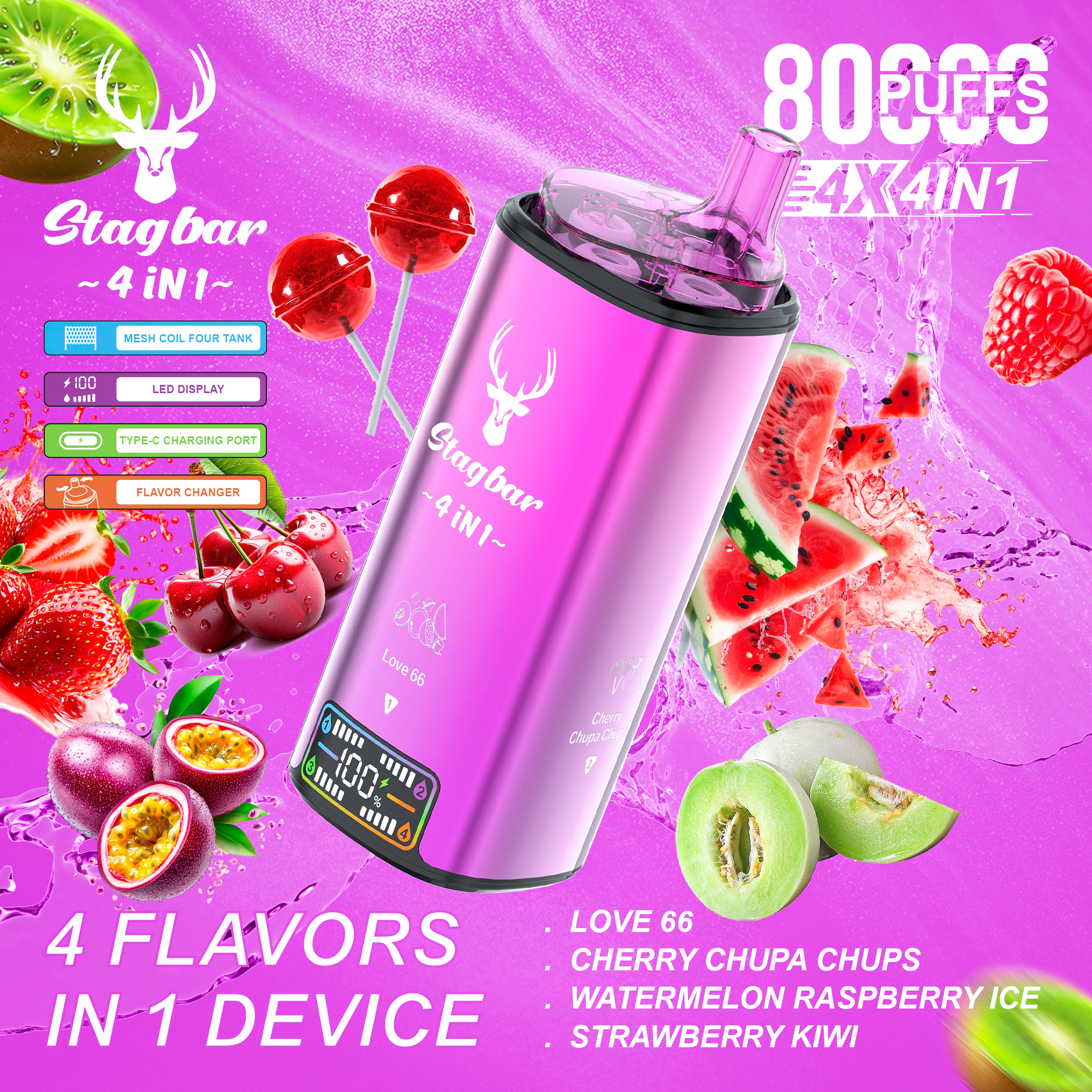STAG BAR 4 IN 1 80000 Puffs Disposable Vape (10 Pack)