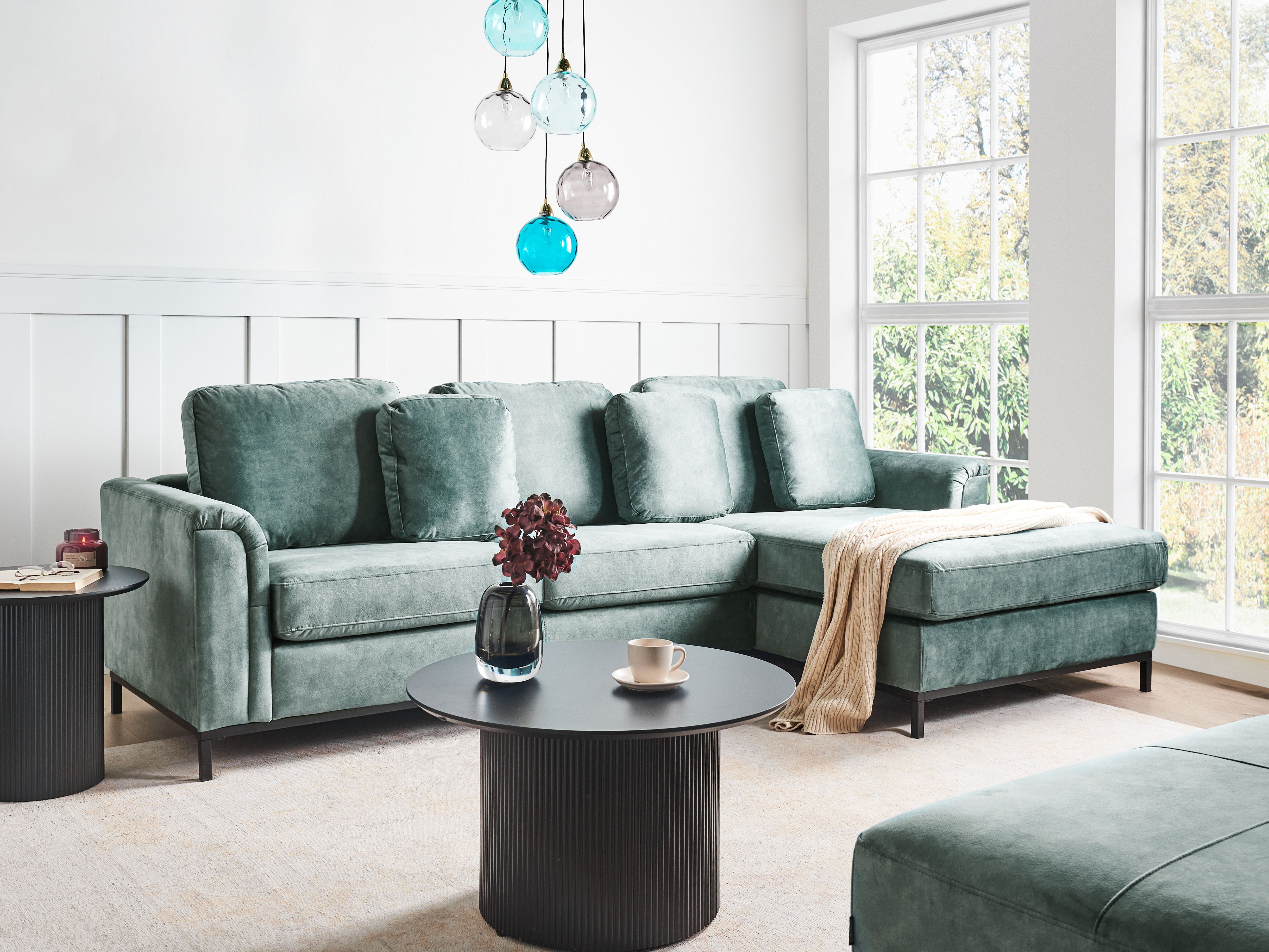 Corner Sofa 4 Seater OSLO Velvet Teal Left Hand