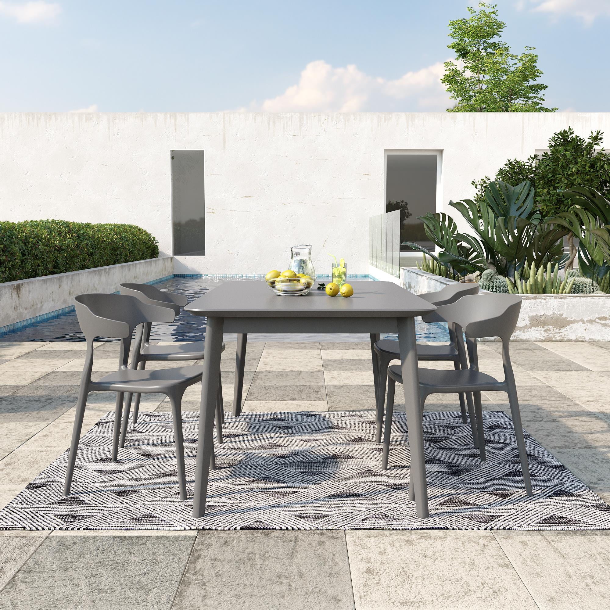 Novogratz Poolside Felix Stacking Dining Chairs, Indoor/Outdoor, 4-Pack, Charcoal - Image 2 Novogratz Poolside Felix Stacking Dining Chairs, Indoor/Outdoor, 4-Pack, Charcoal - Image 2