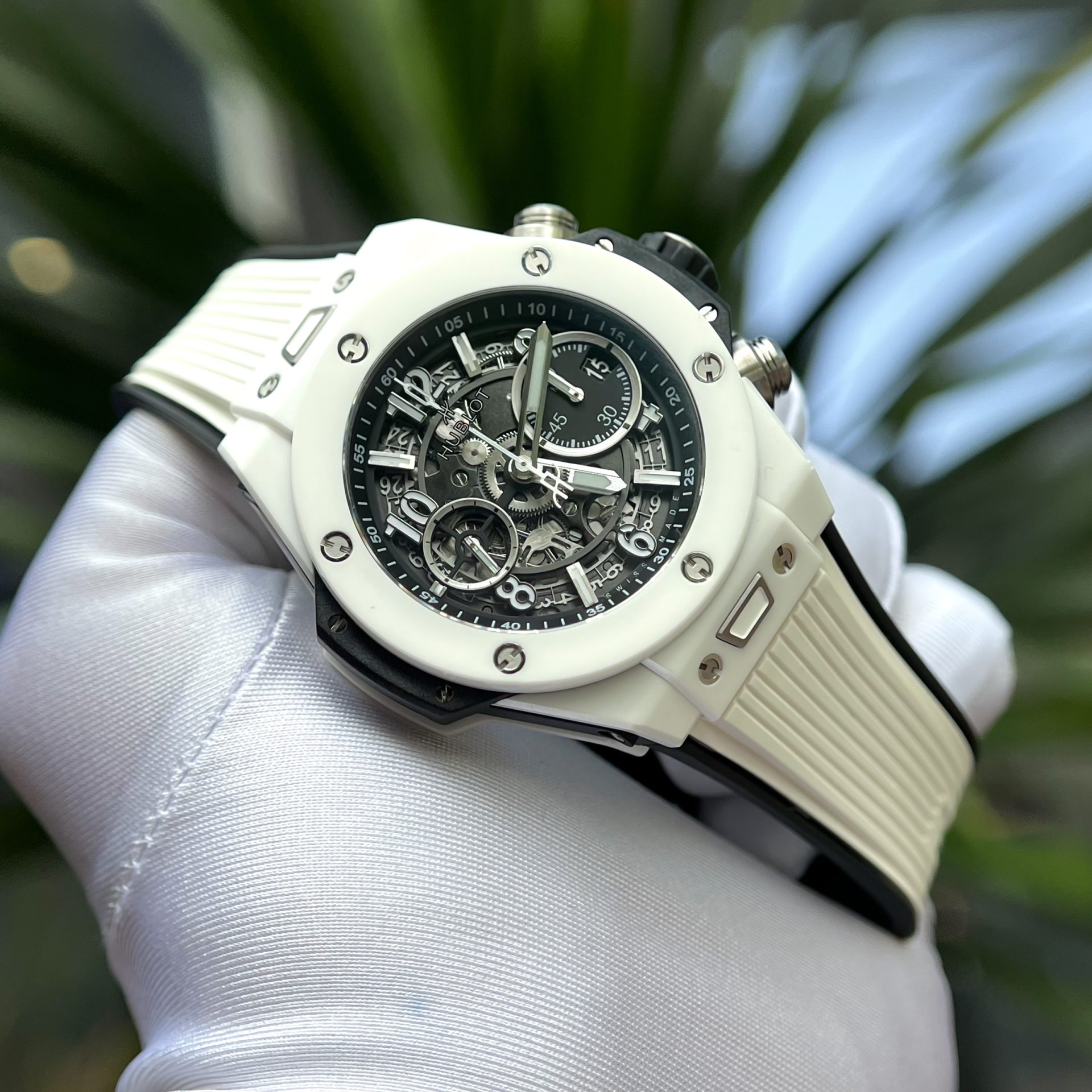 Hublot Best Replica Watch Big Bang Unico White Ceramic Rubber Strap BBF Factory 42mm - Top club