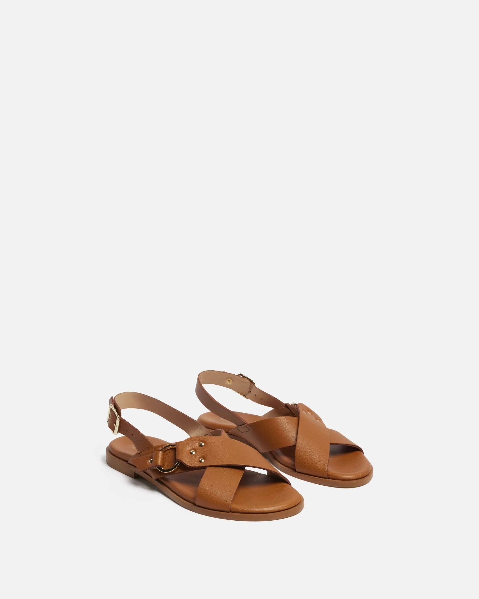 SANDALES LADDIE - Plates en cuir cognac