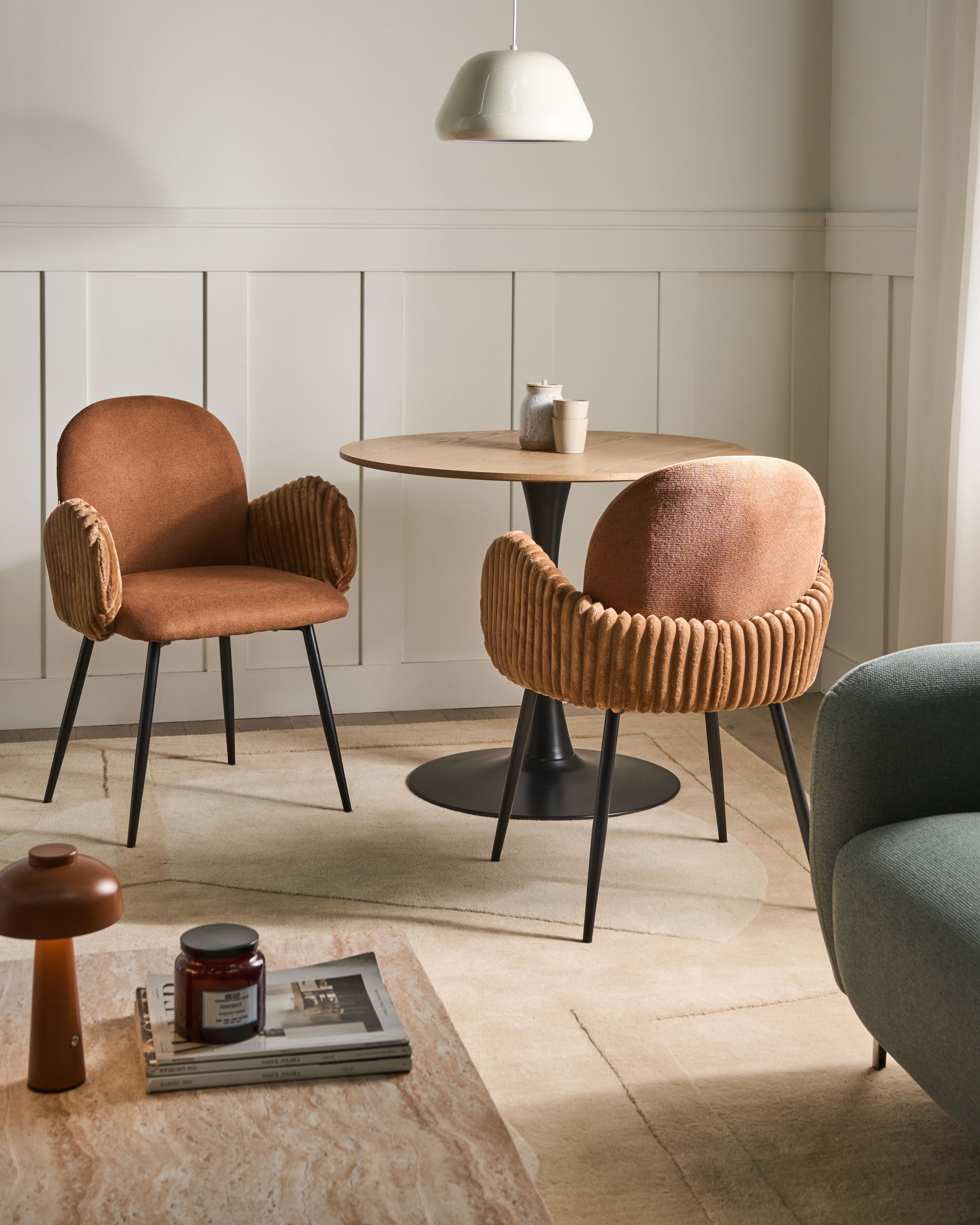 Set of 2 Dining Chairs AMITY Fabric Brown
