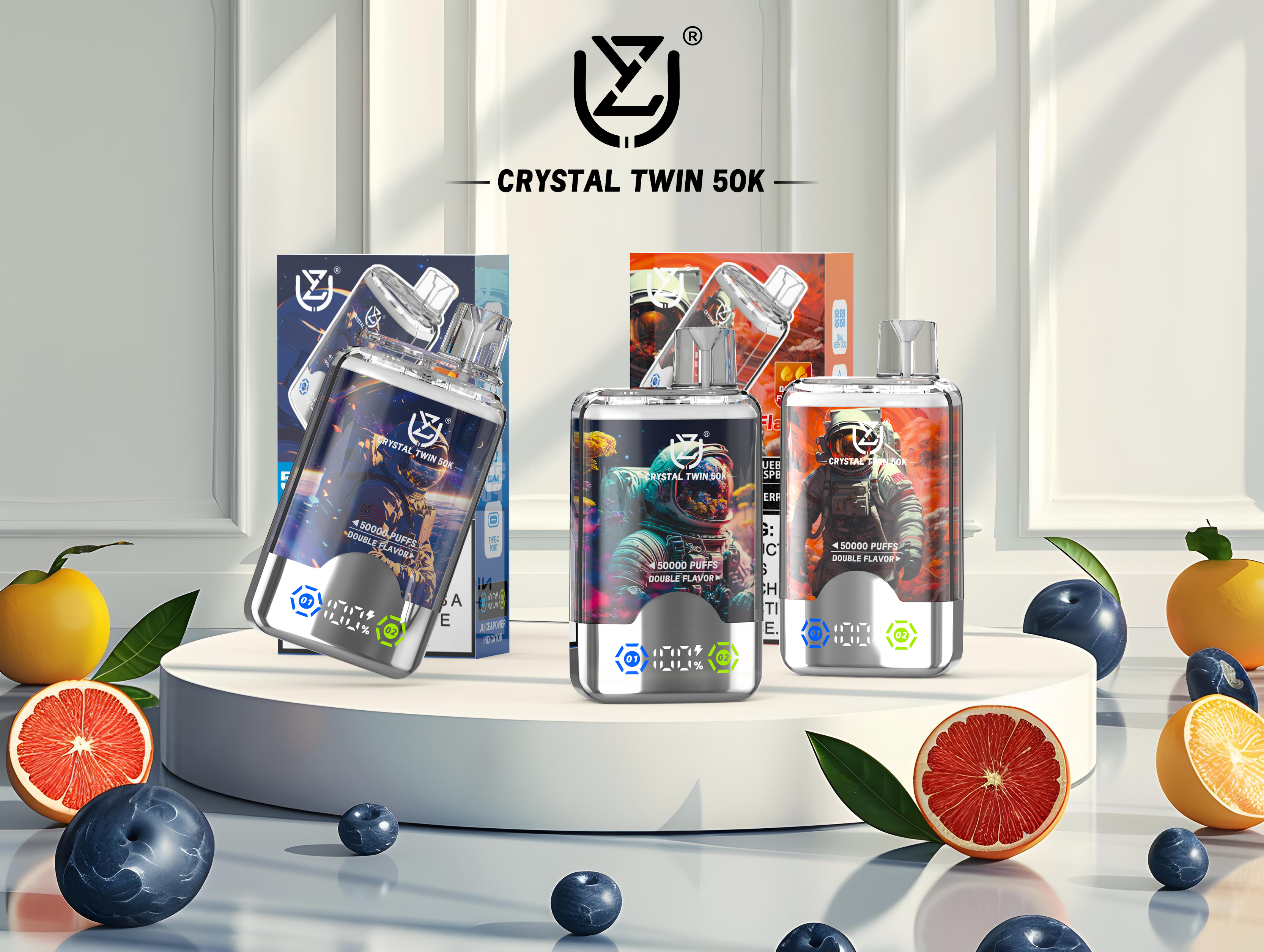 UZY CRYSTAL TWIN 50000 Puffs Vape with 2 in 1 Flavor