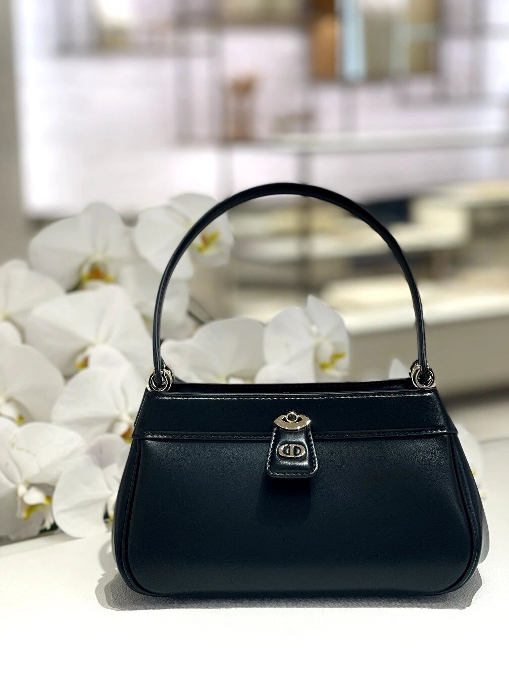 Small Dior Key Bag White/Black For Women 8.5in/22cm M1844OBEQ_M49U1:1High-quality replica