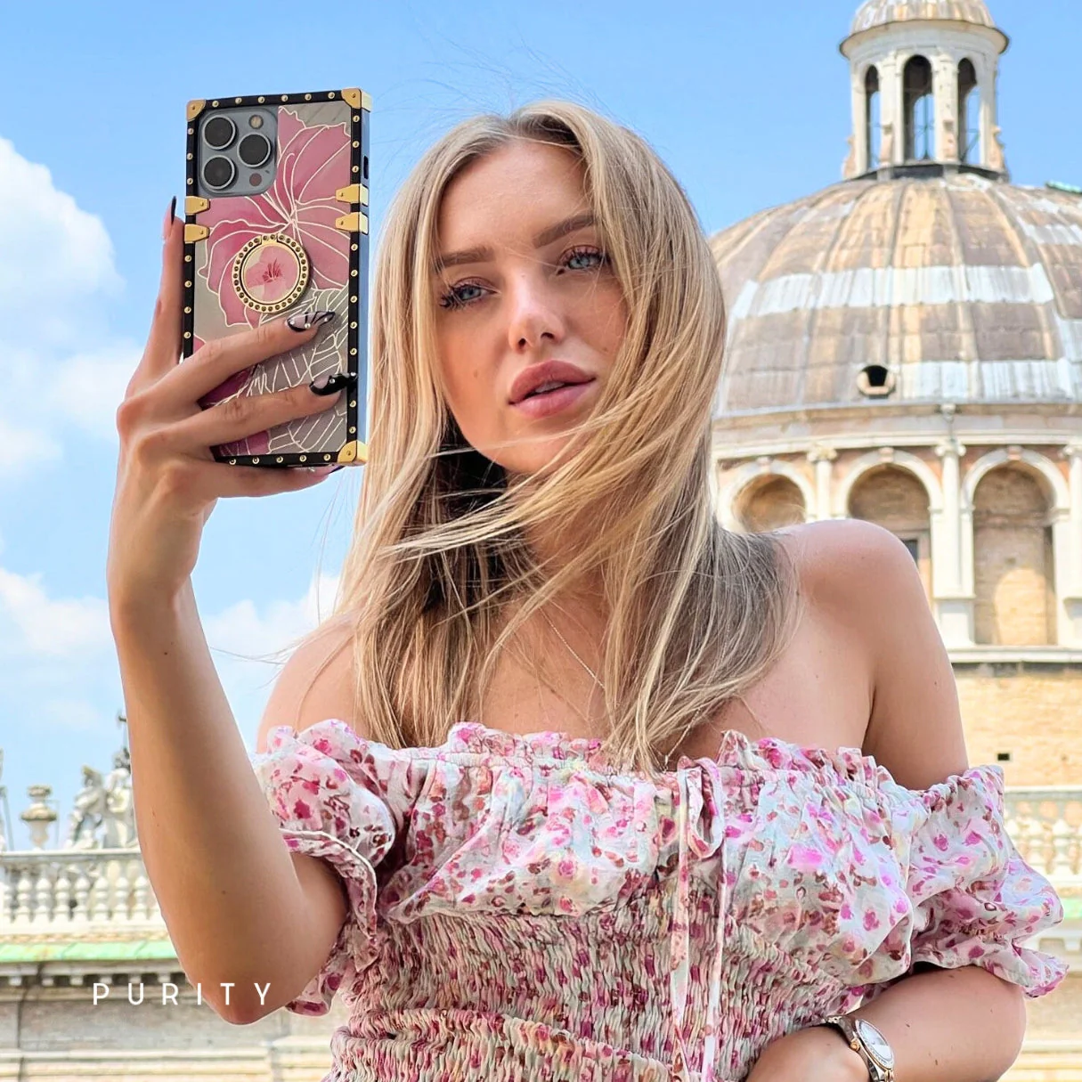 Samsung Case with Ring Pink Hibiscus - Wholesale & Influencer