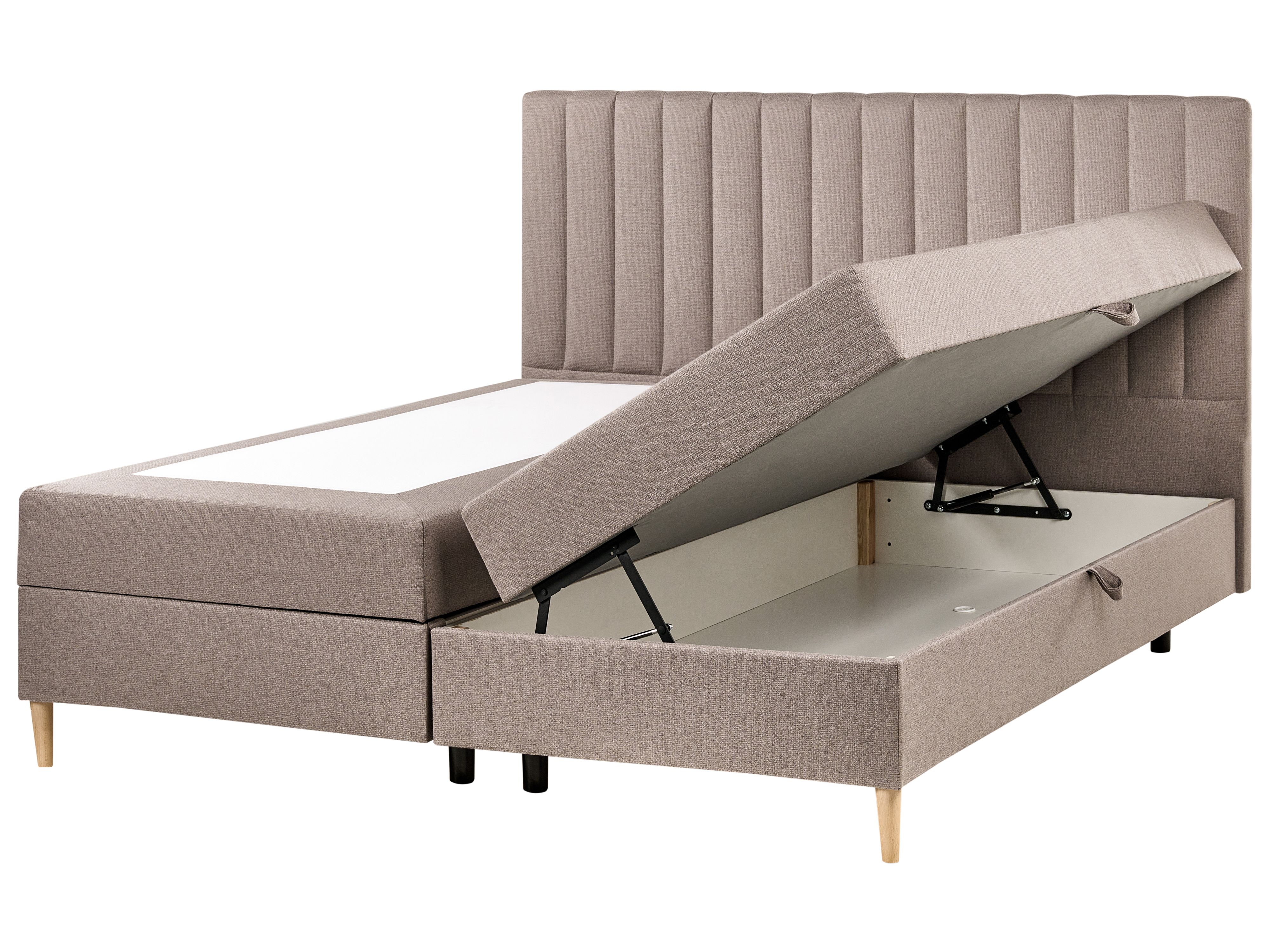 Divan Bed with Storage Fabric OFFICER 180 x 200 cm (EU Super King) Taupe