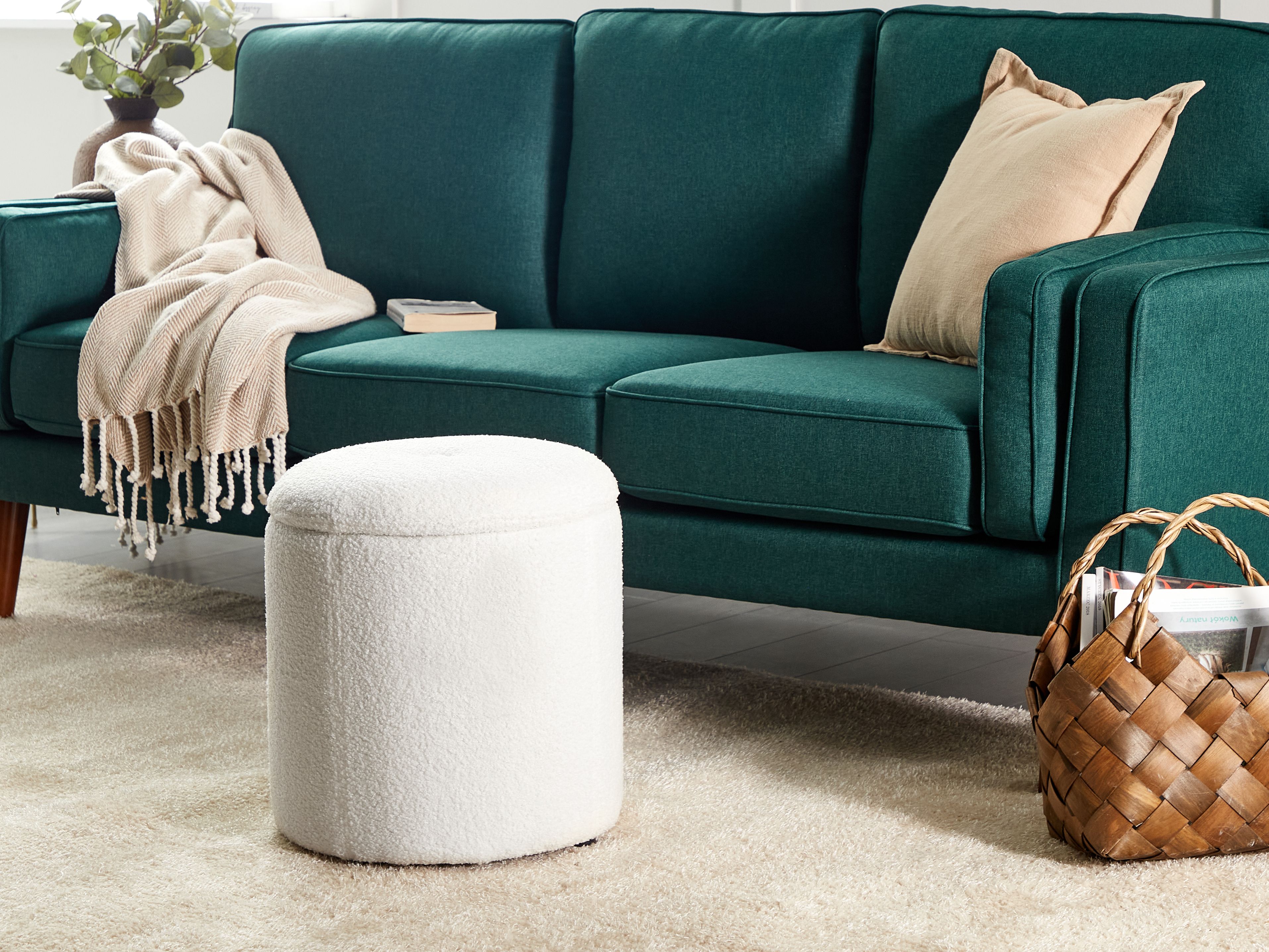 Storage Pouffe MARYLAND Boucle Off-White