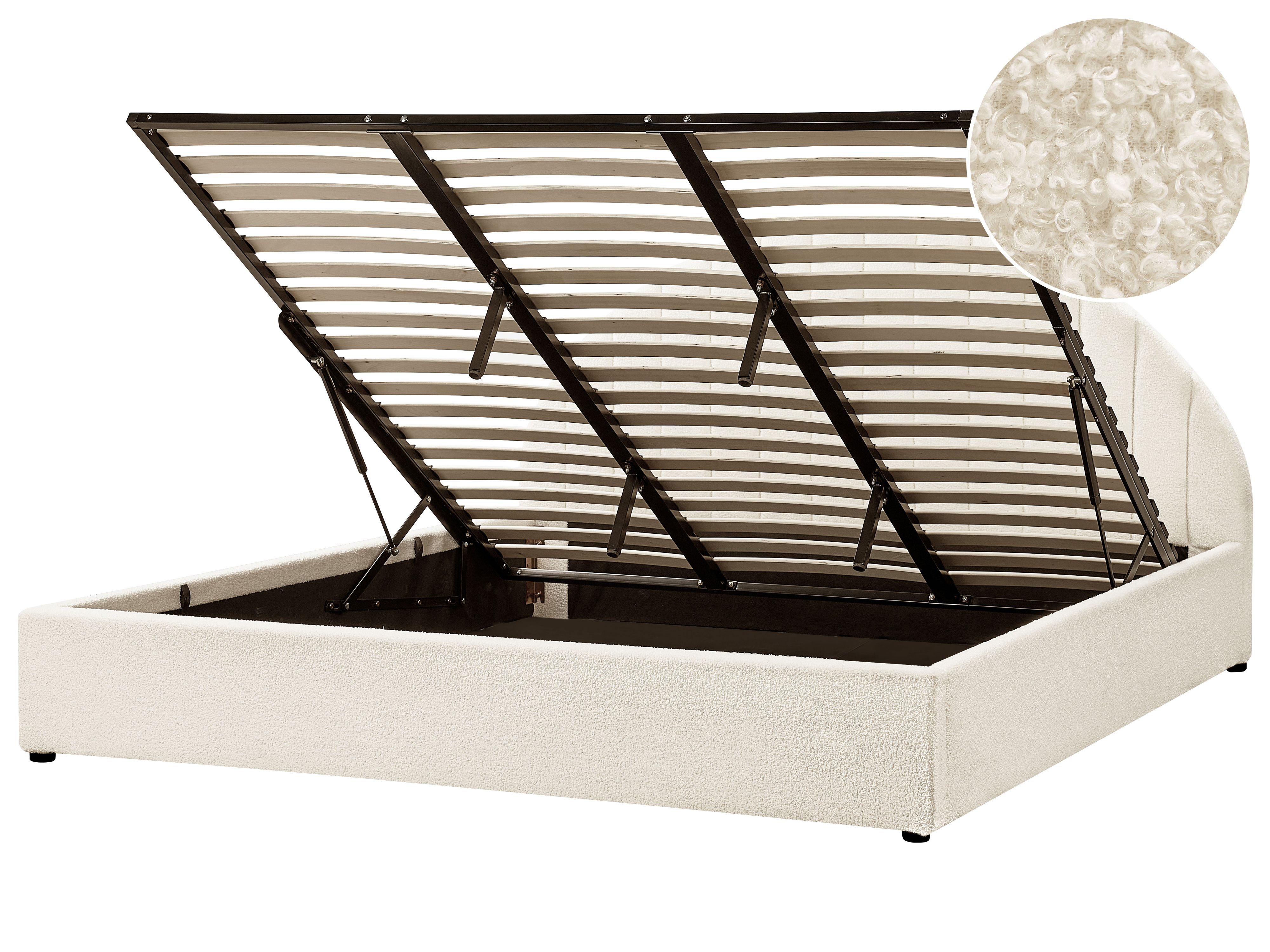 Ottoman Bed Boucle CHADENET 180 x 200 cm (EU Super King) Off-White