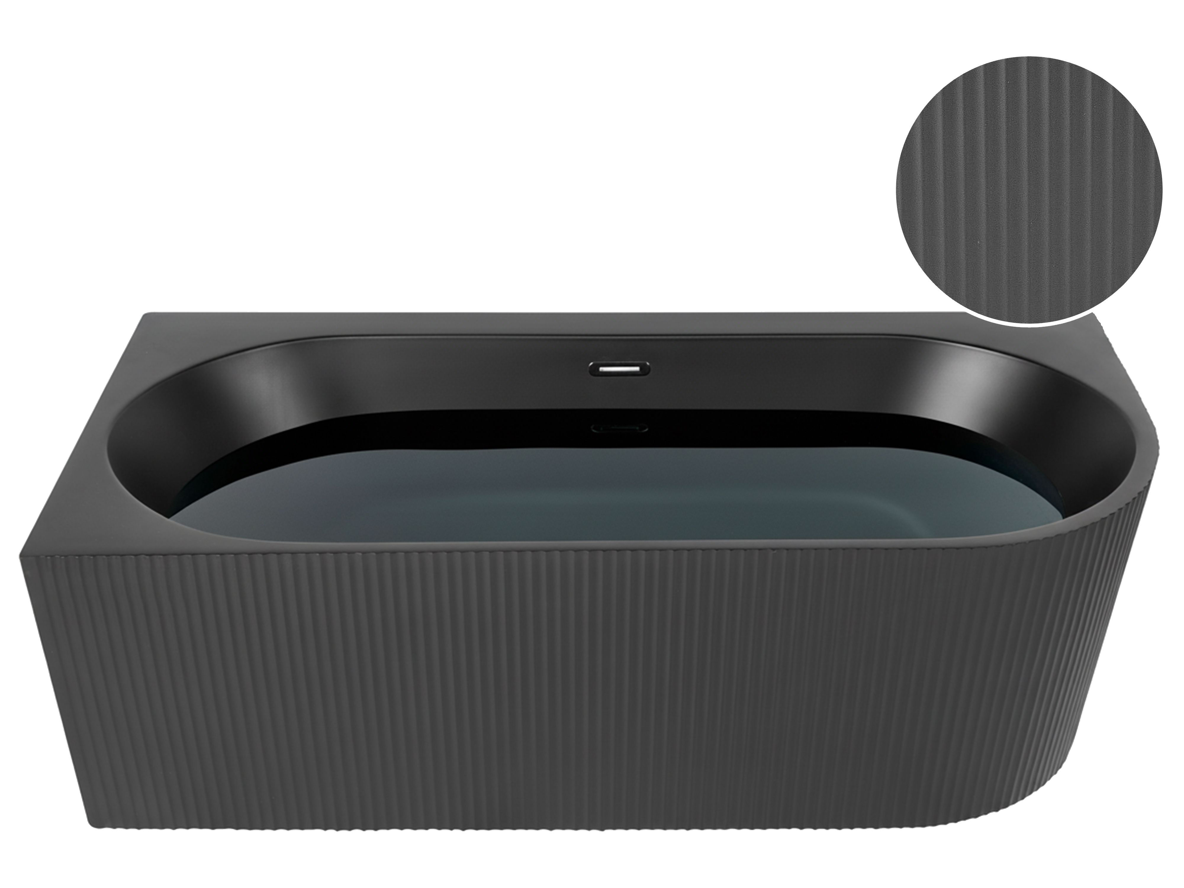 Corner Bath GOCTA Right Hand 1700 x 800 mm Black