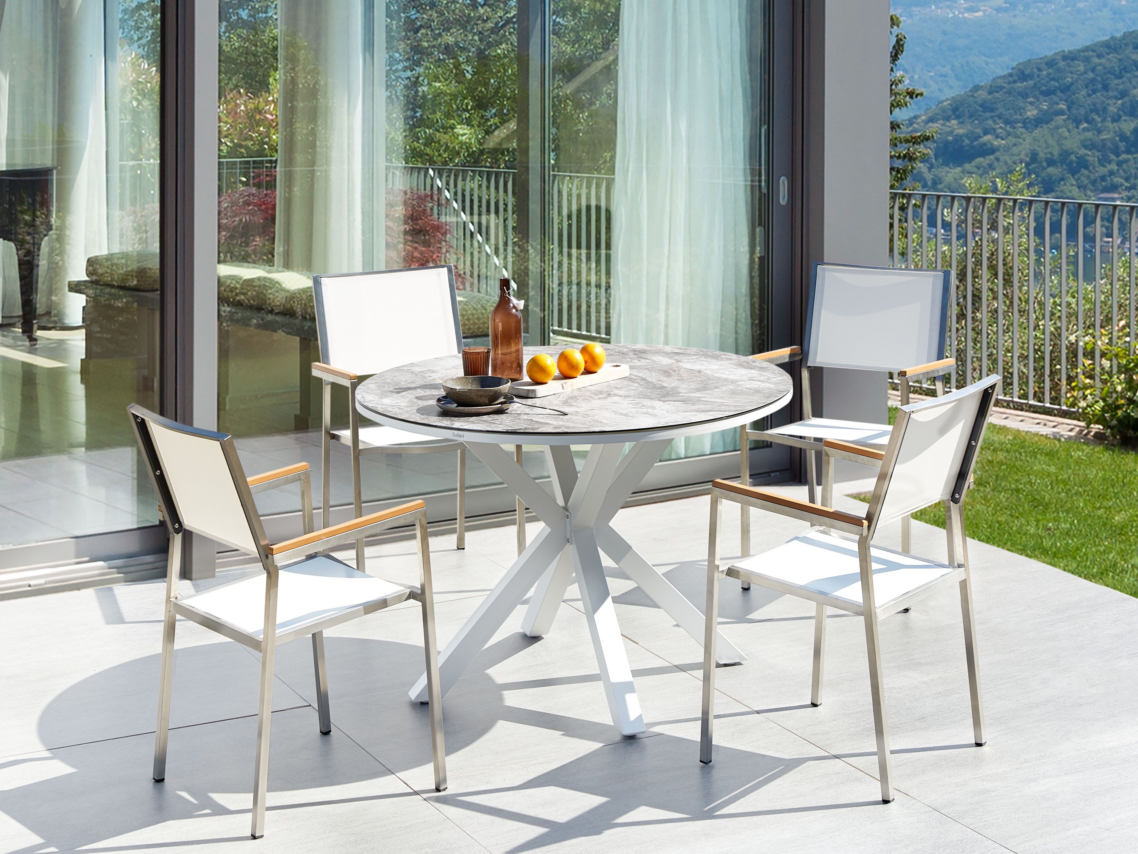 Garden Dining Set 4 Seater MALETTO/GROSSETO Metal Marble Effect Grey/ White