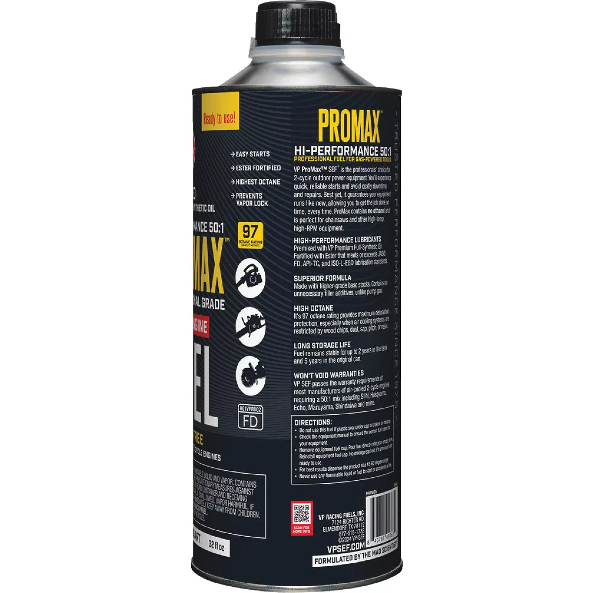 VP Racing Fuels Pro-Max 1 Qt. 50:1 Premixed Small Engine Fuel