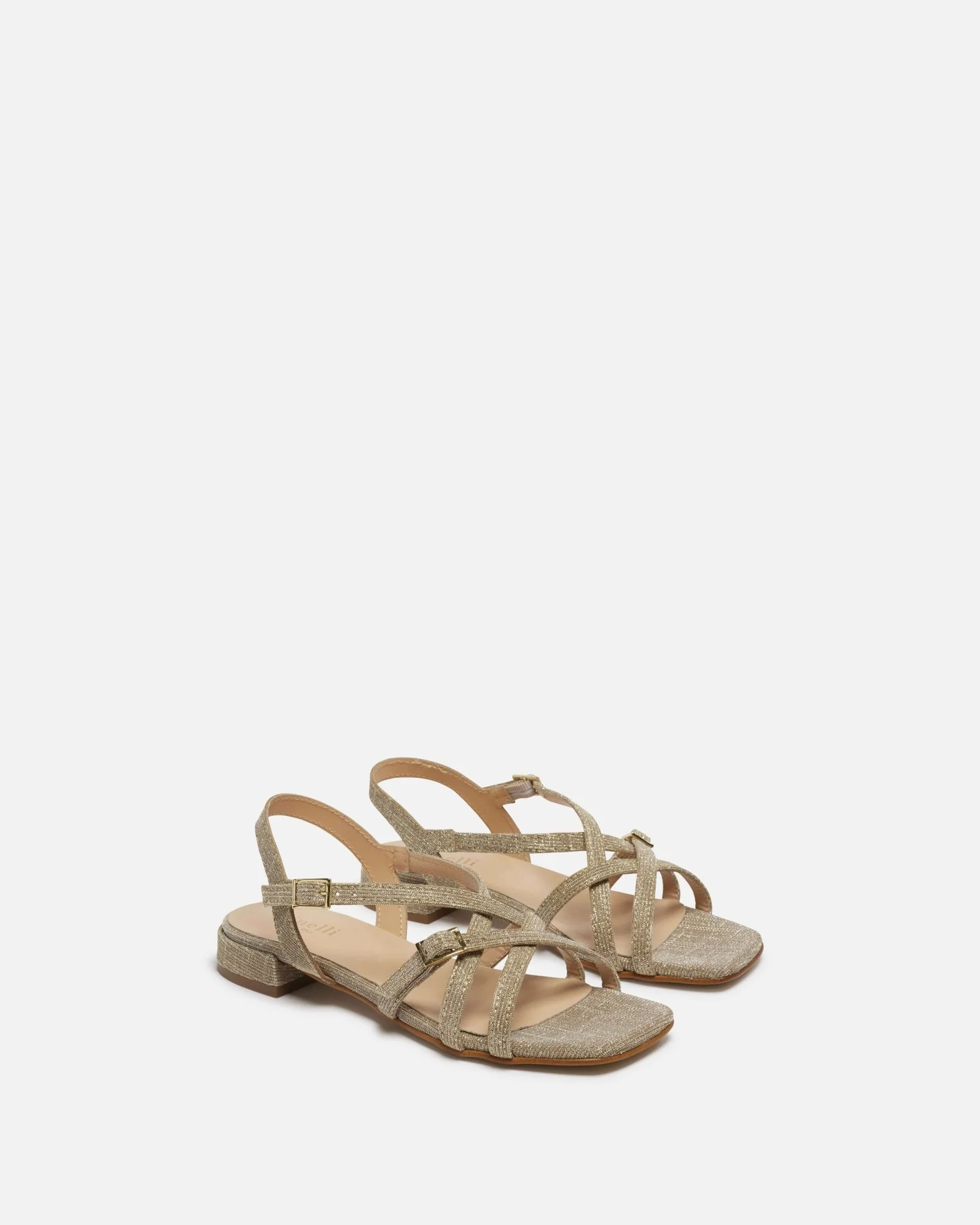 SANDALES LEVANA/GLIT - En cuir paillettes platine