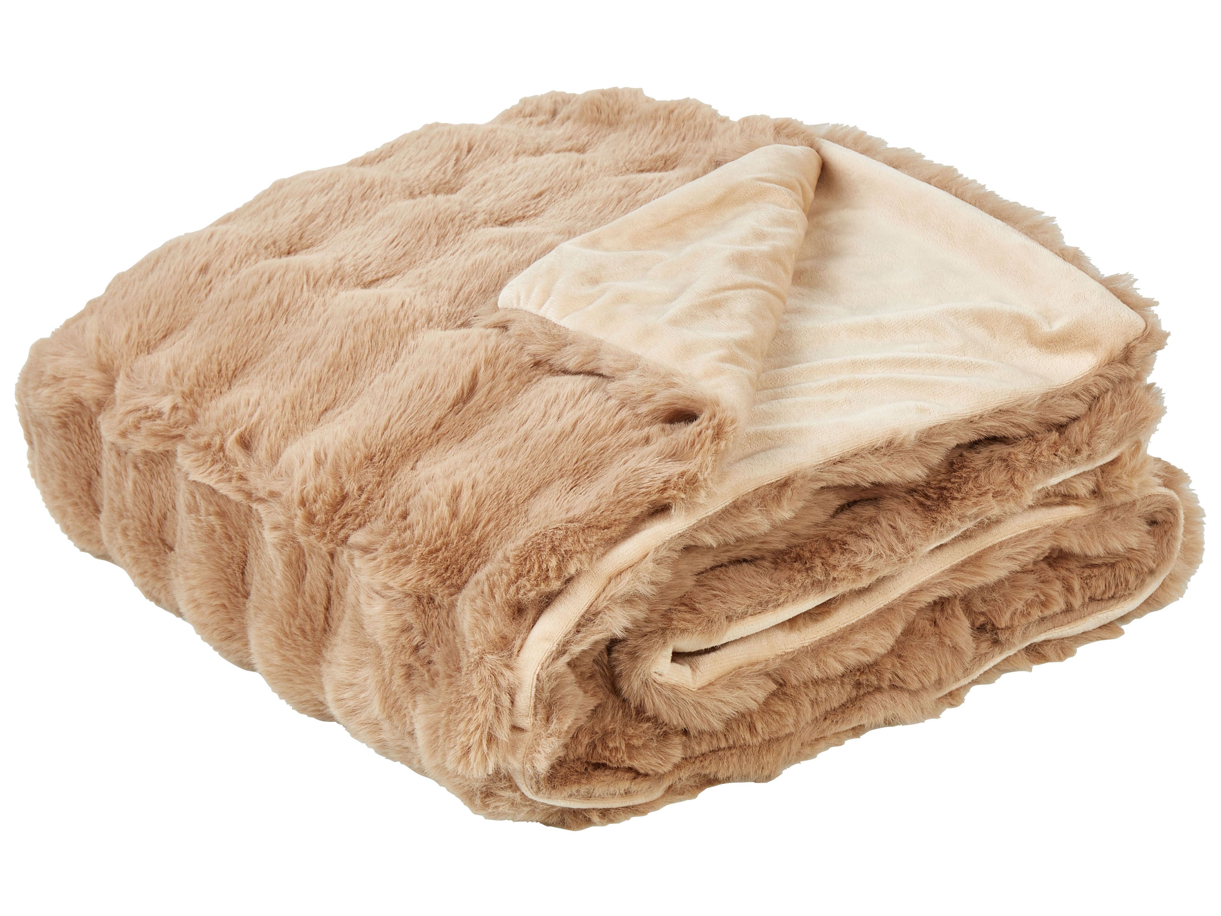 Blanket SALKA Faux Fur 200 x 220 cm Brown
