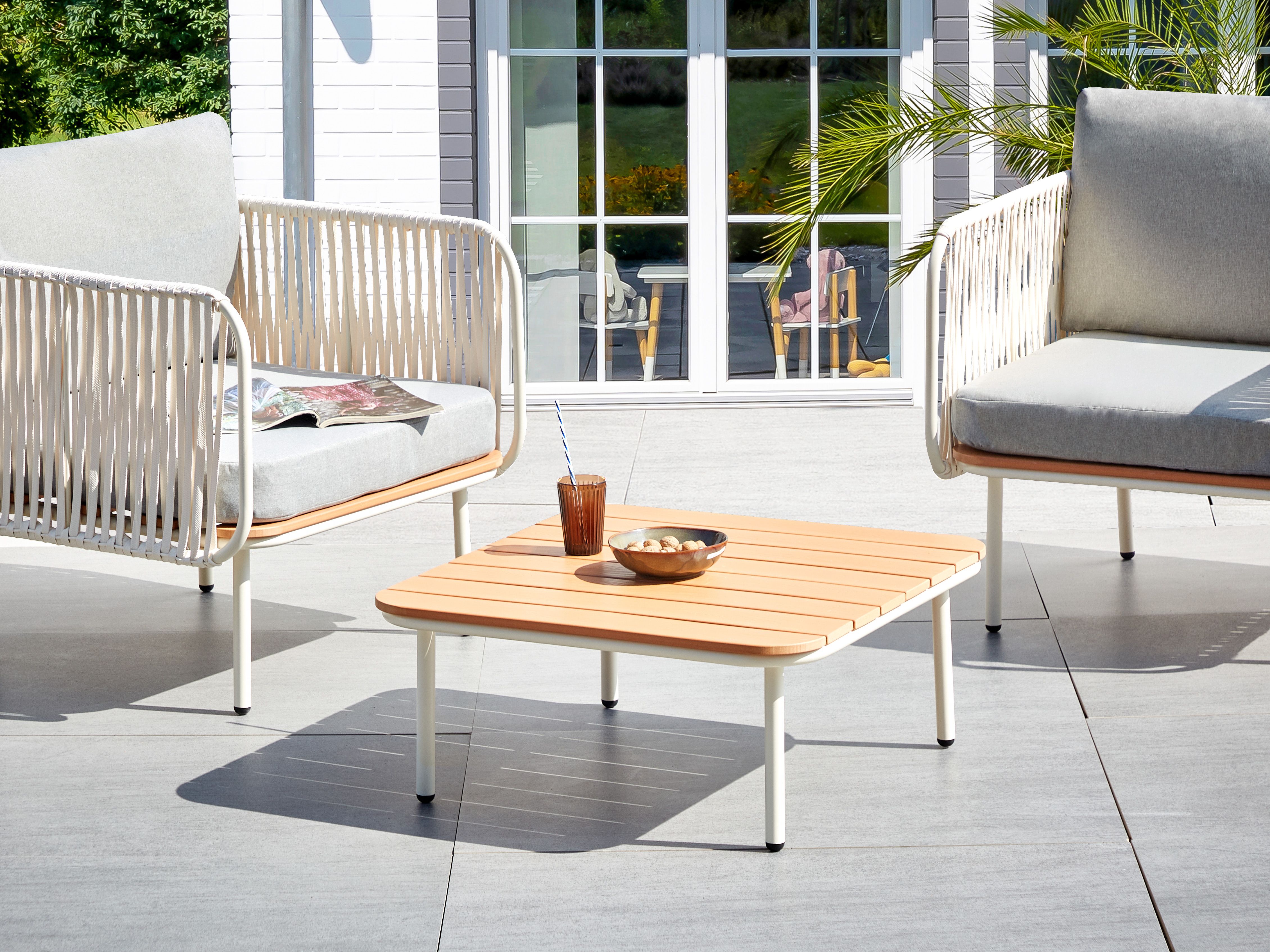 Garden Coffee Table SENISE 74 cm 74 cm Metal Brown