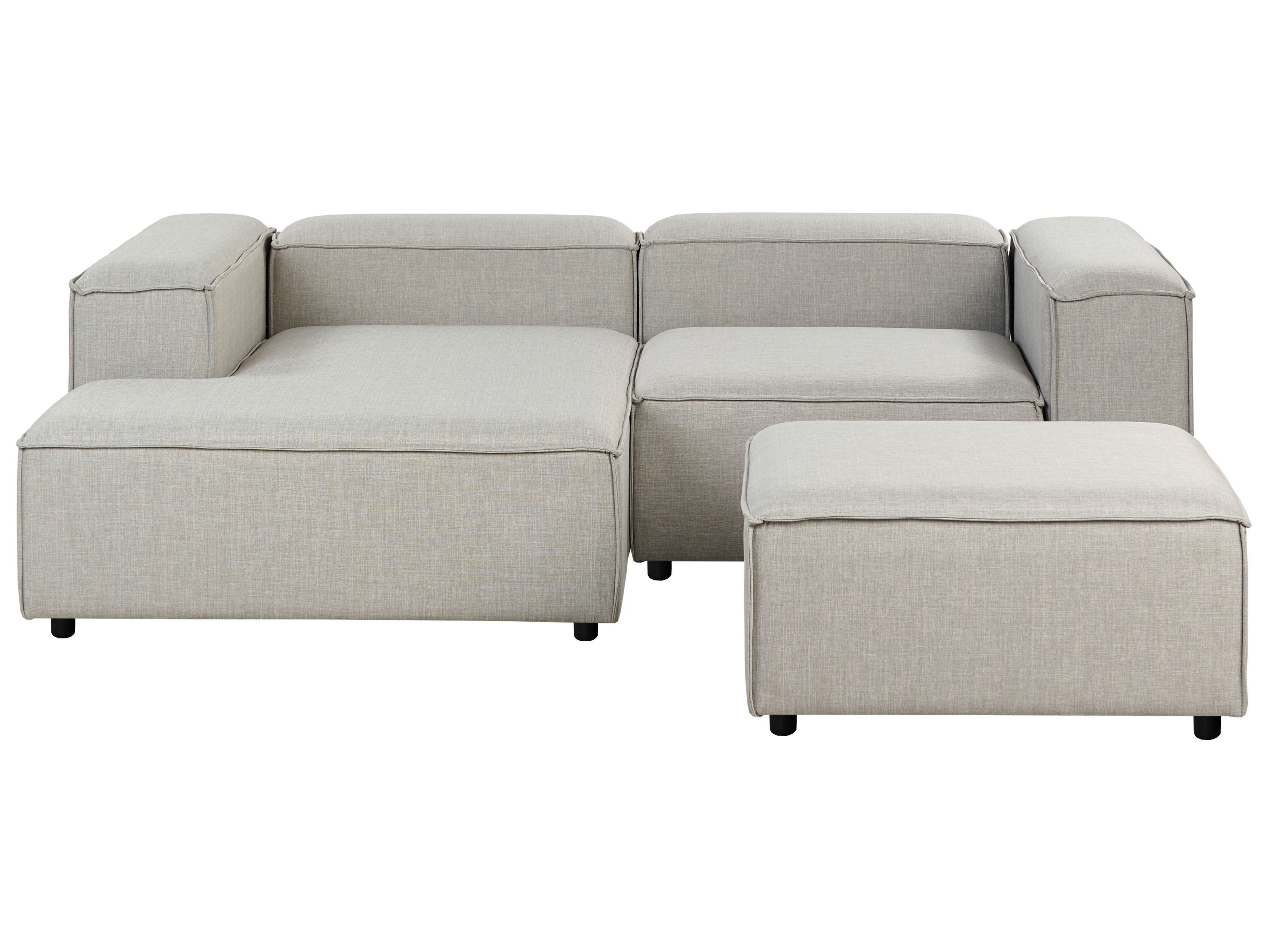 Modular Corner Sofa 3 Seater ARDAL Fabric Light Grey with Ottoman Right Hand