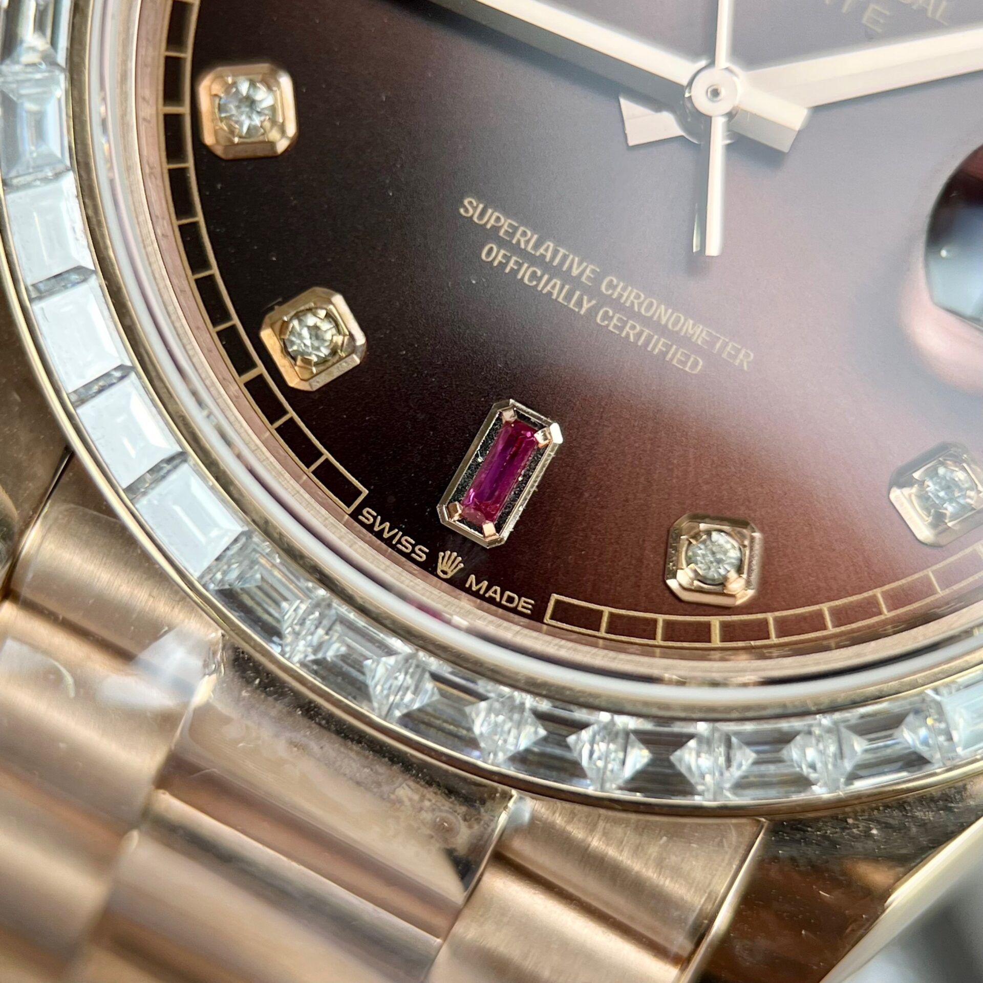 Rolex Day-Date Gold Wrapped Replica Watch With Moissanite Ruby Red Diamond 40mm - Top club