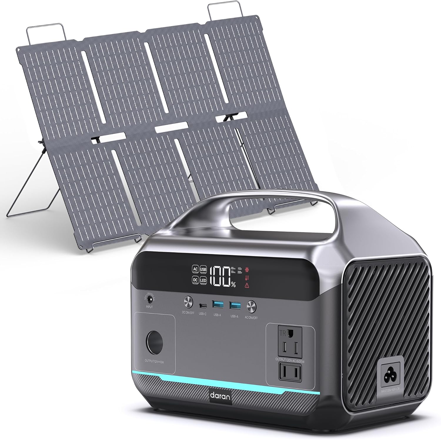 DaranEner Portable Power Station With 80W Solar Panel, 288Wh LiFePO4 Battery, 600W, 1200W Surge