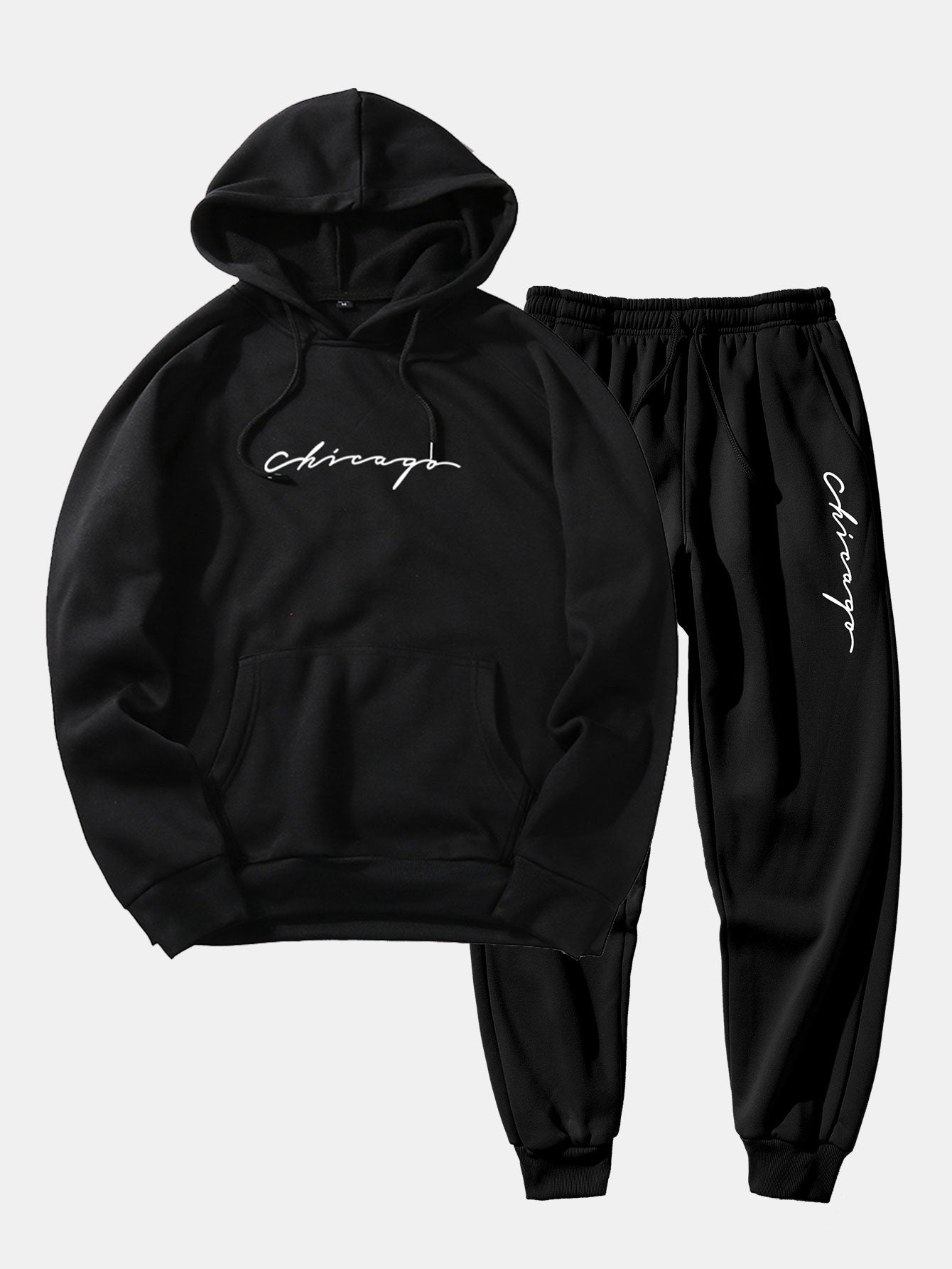 Chicago Print Raglan Hoodie & & Jogger Pants