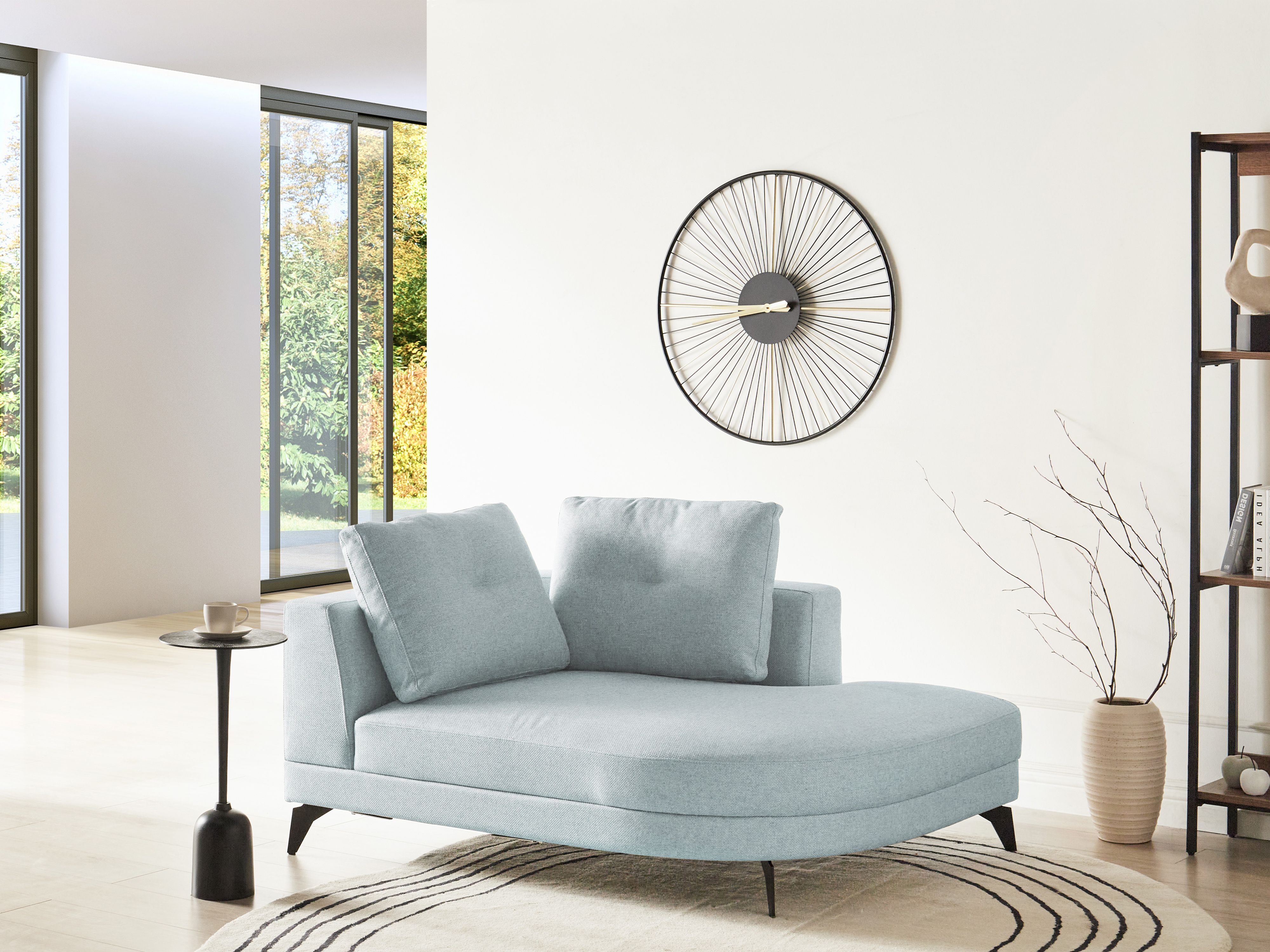 Chaise Longue MARUM Chenille Light Blue