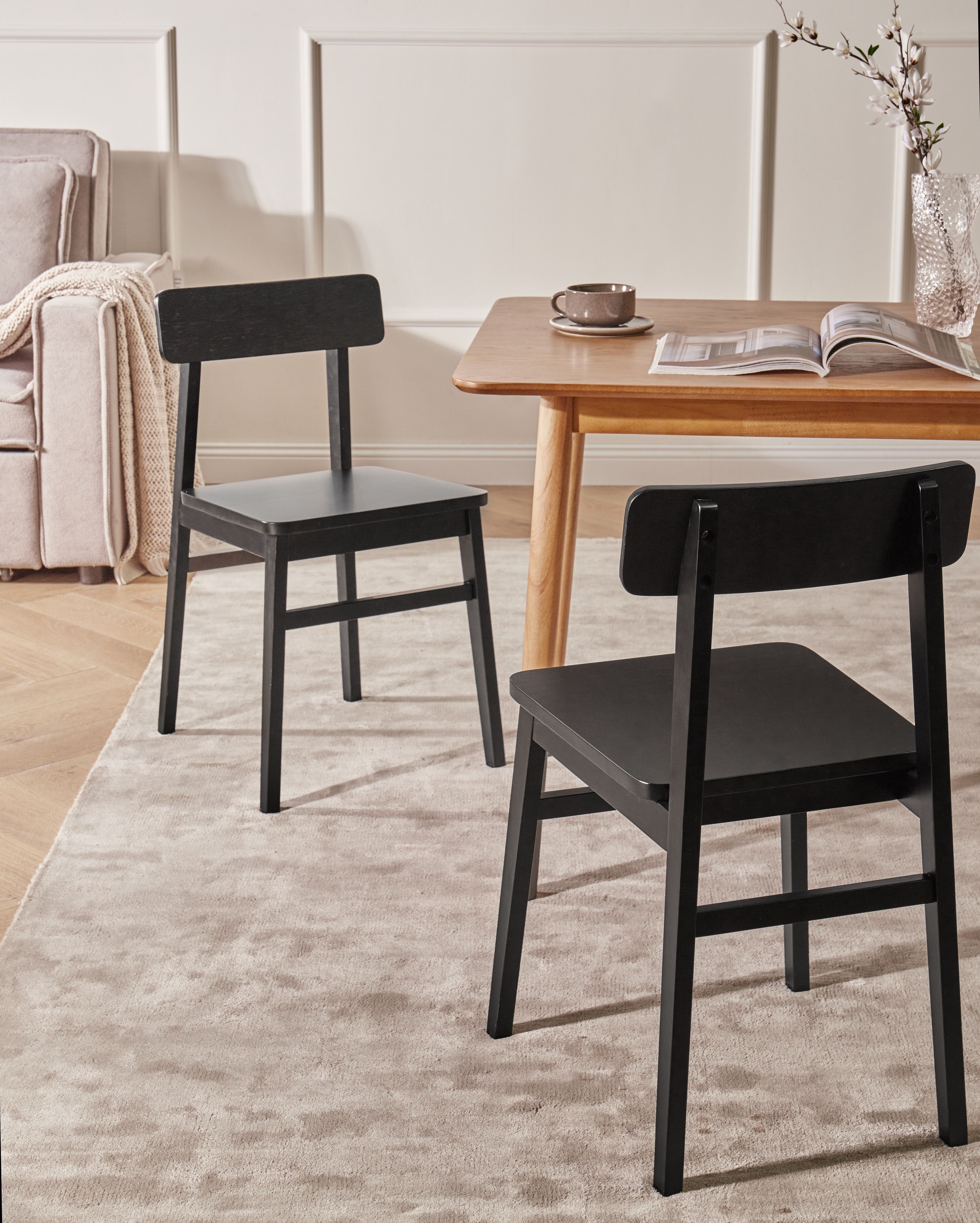 Set of 2 Dining Chairs GORRE Wood Black