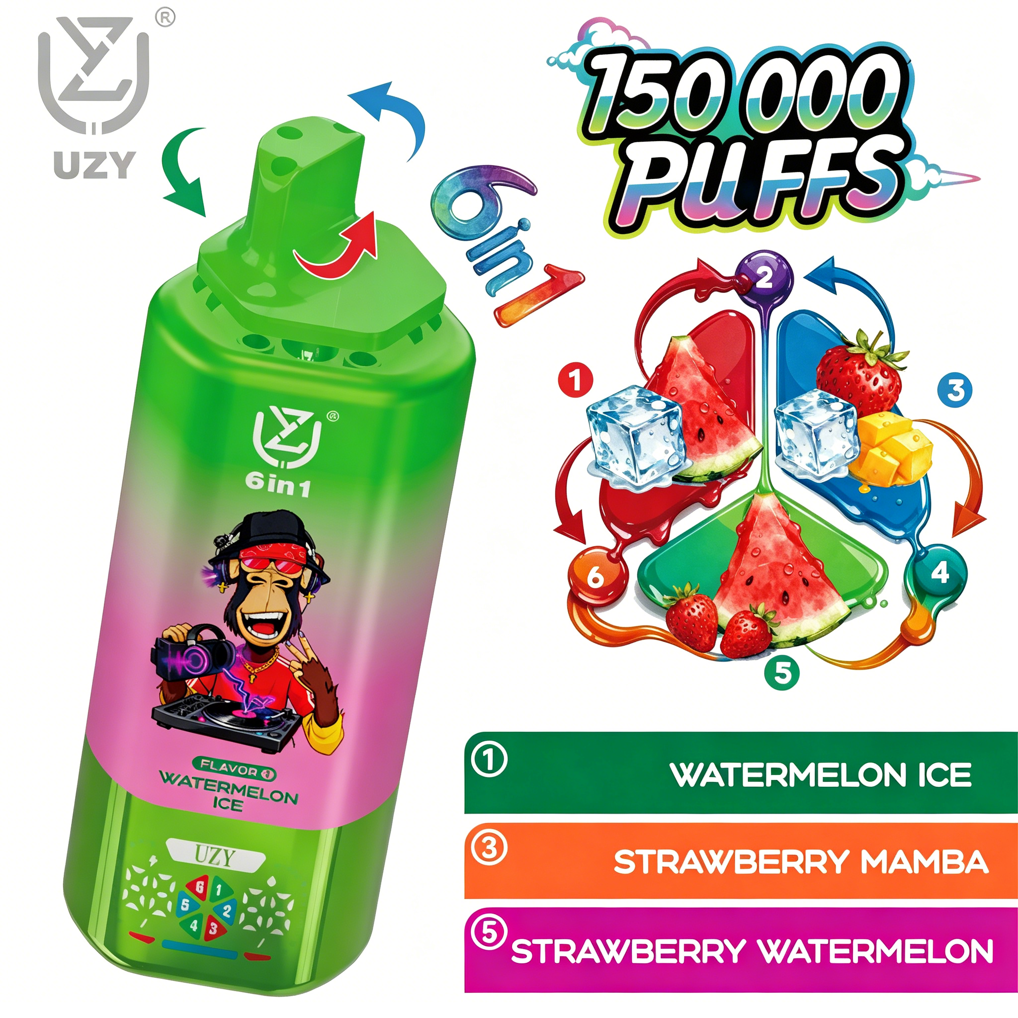 UZY 6-in-1 150000 Puffs Disposable Vape
