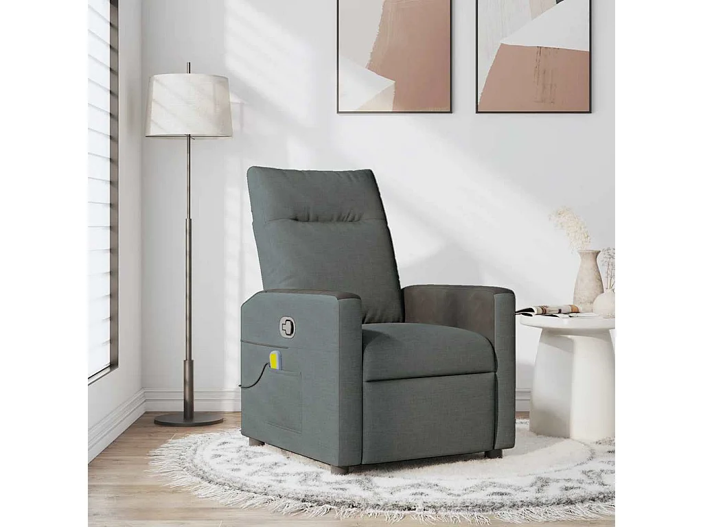 Fauteuil inclinable-Chaise de relax-Fauteuil de Massage Gris foncé Tissu SHL2680