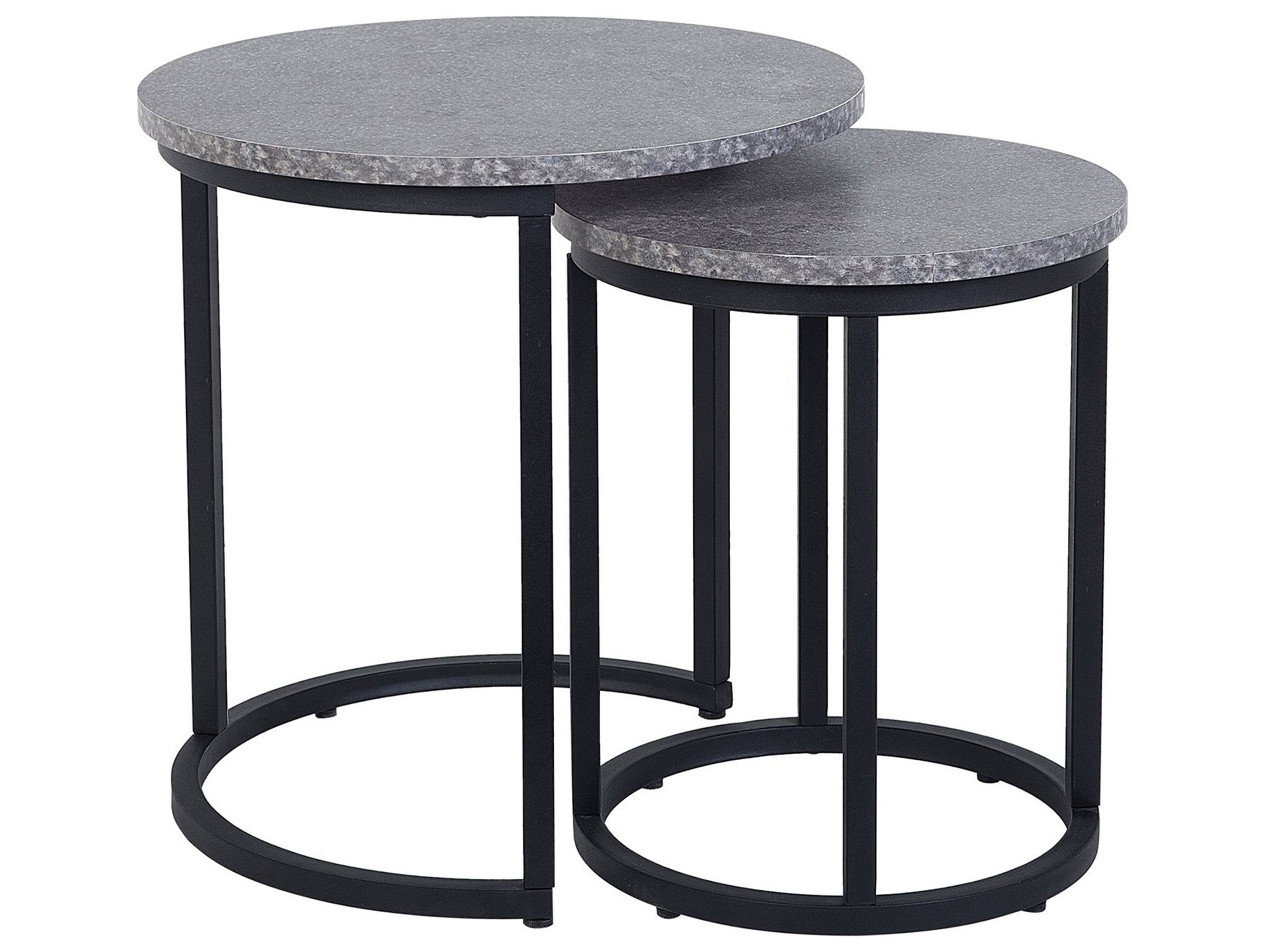 Set of 2 Side Tables DIXIE Grey Concrete Effect