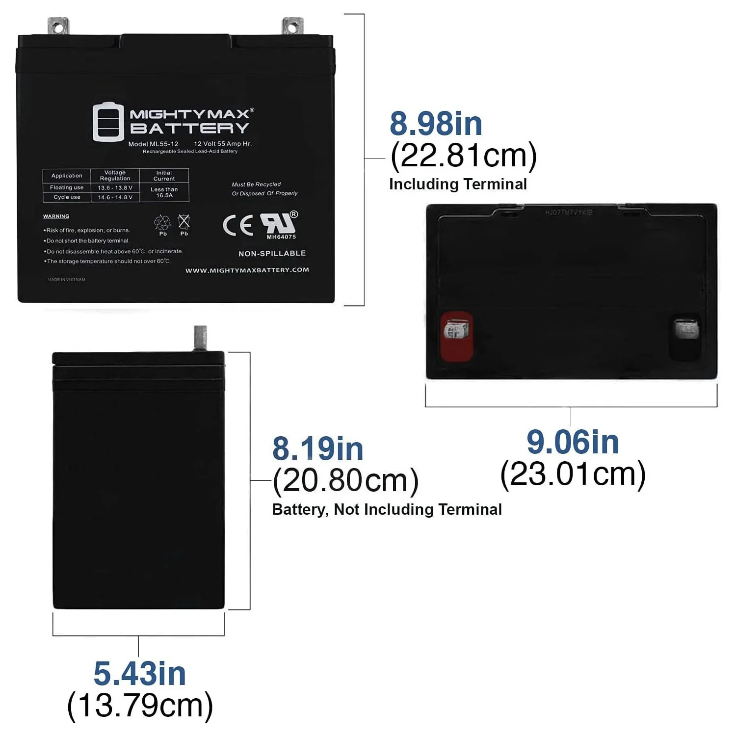 12V 55Ah Battery Replacement for Merits P184 Bariatric Wheelchair