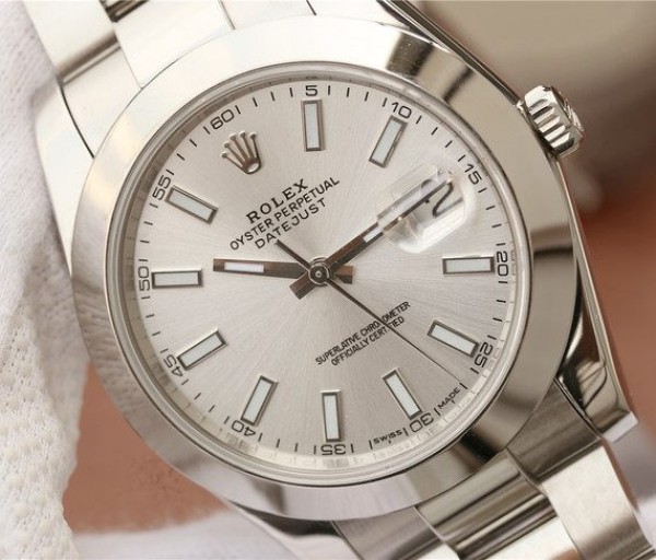 Replica Rolex DateJust 41mm 126300 Noob Polished Bezel Silver Dial Stick Markers Bracelet A3235 - Top club